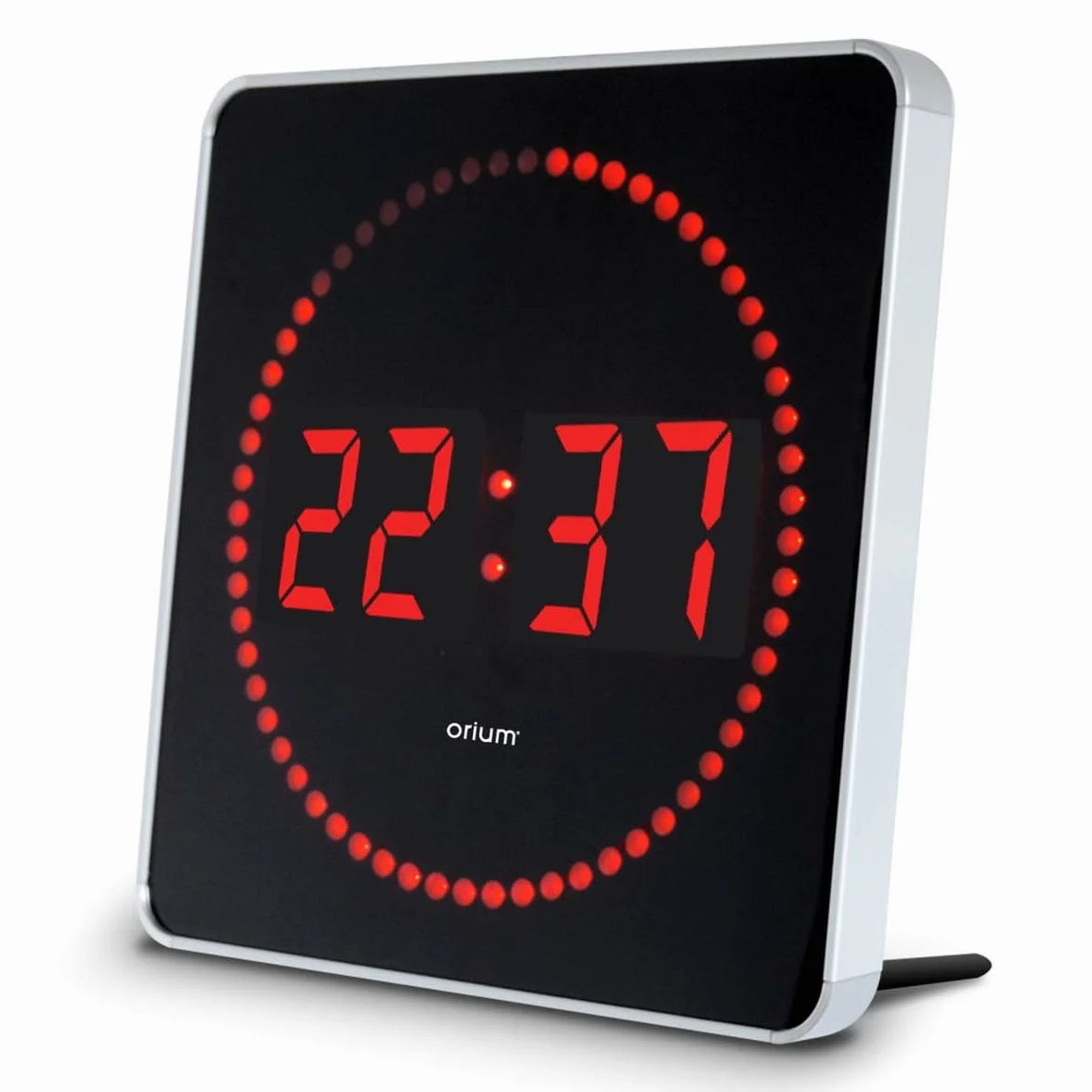 Orium 11937 Reloj LED de Metal/Aluminio/Cristal Negro/Plata 28 x 2,5 x 28 cm | Estudio - Reloj LED - Orium - 2 en 1 - Led rojo - Aluminio - 220 V