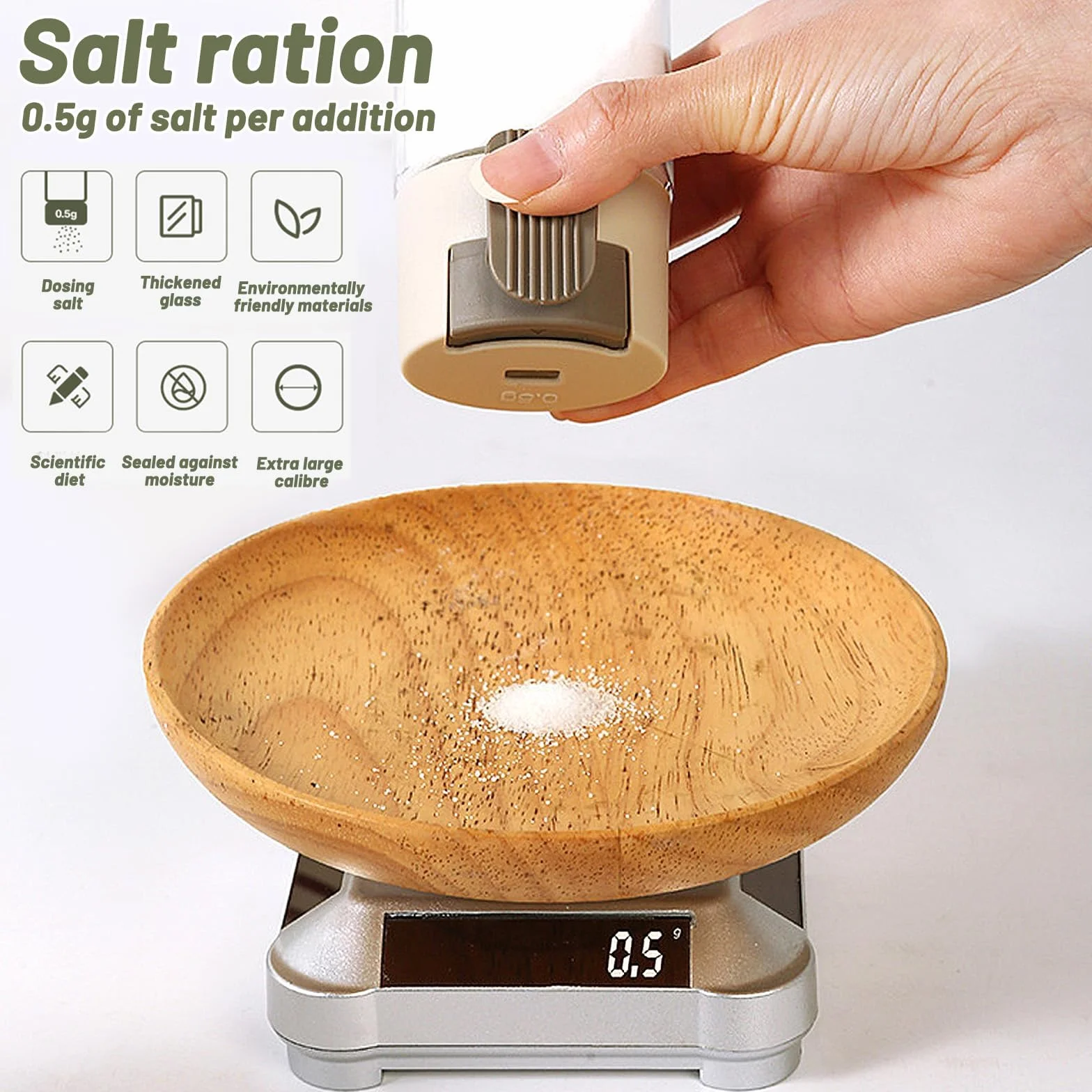 Juego de 4 Botes Especias con Asa, 100 ml Tarros de Especias con Dosificador de Sal y Pimentero, Dosificación Precisa de 0,5 g para Salero de Cocina Dispensador de Azúcar