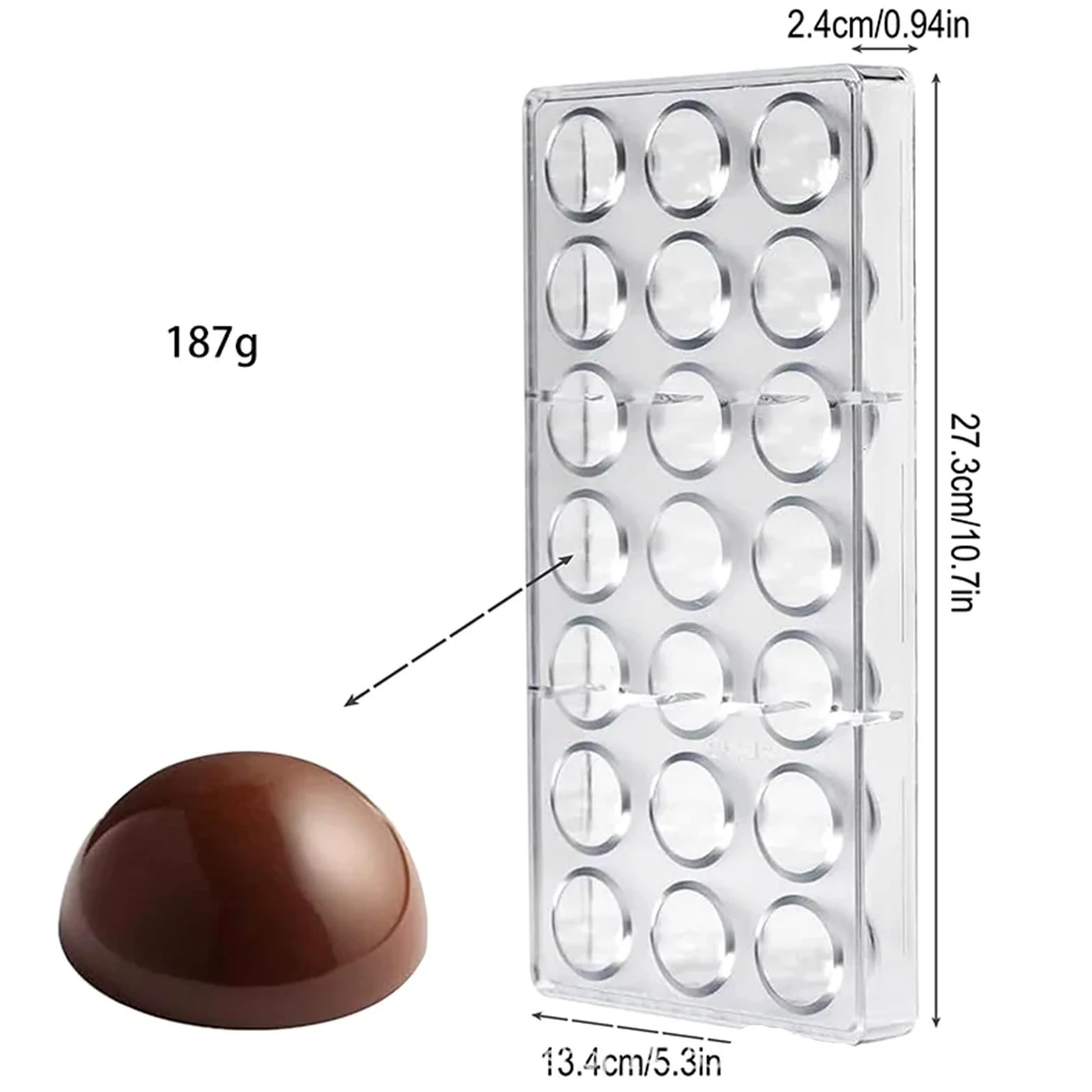 1/6 moldes 3D for chocolate, esferas, diamantes y barras de Herramientas profesionales for repostería pastelería Para Repostería Y Postres(Clear08)