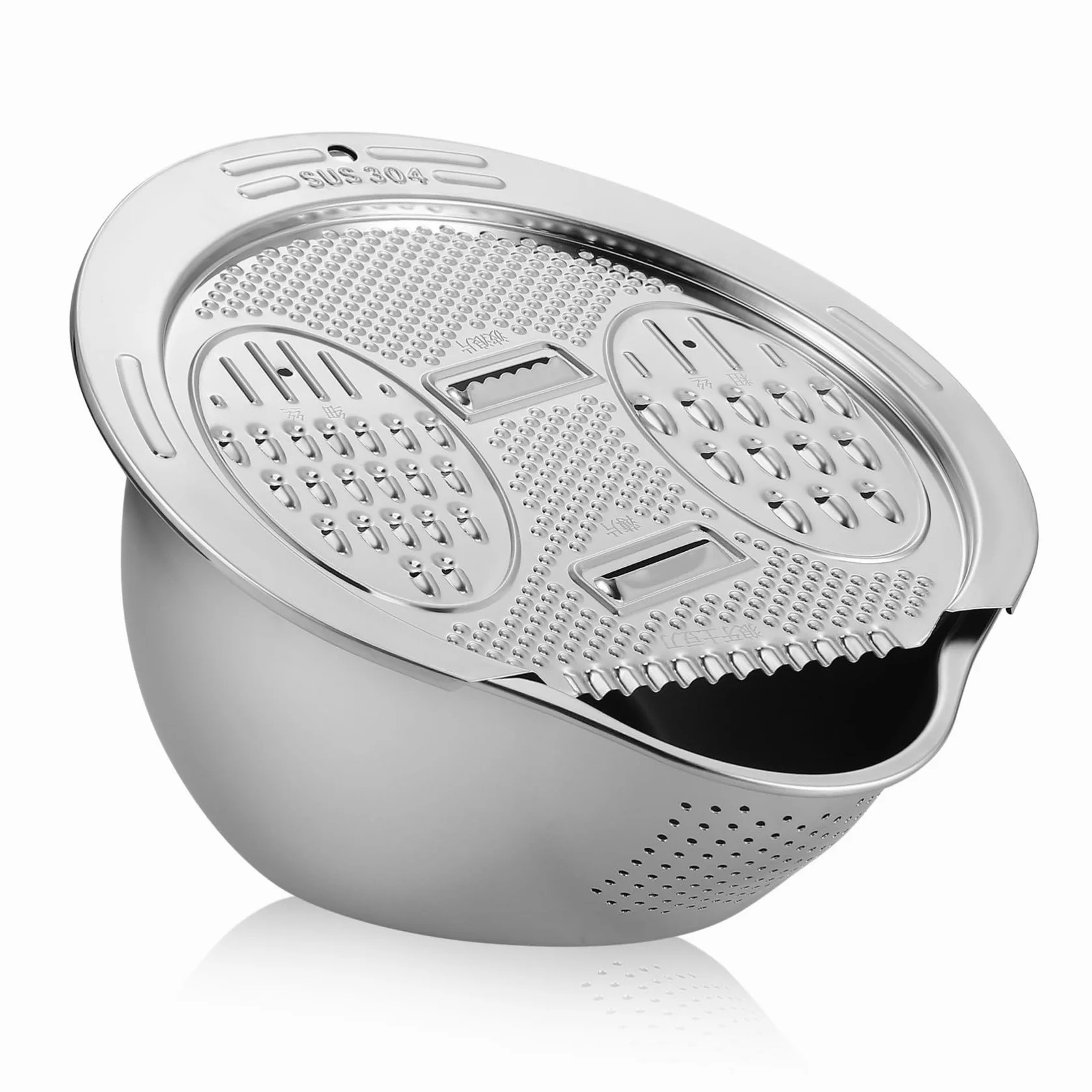 TOYANDONA Colador de Arroz de Acero Inoxidable con Base Antideslizante y Malla Fina Cuenco Multifuncional para Lavar y Escurrir Cocina Diseño Compacto y Estable
