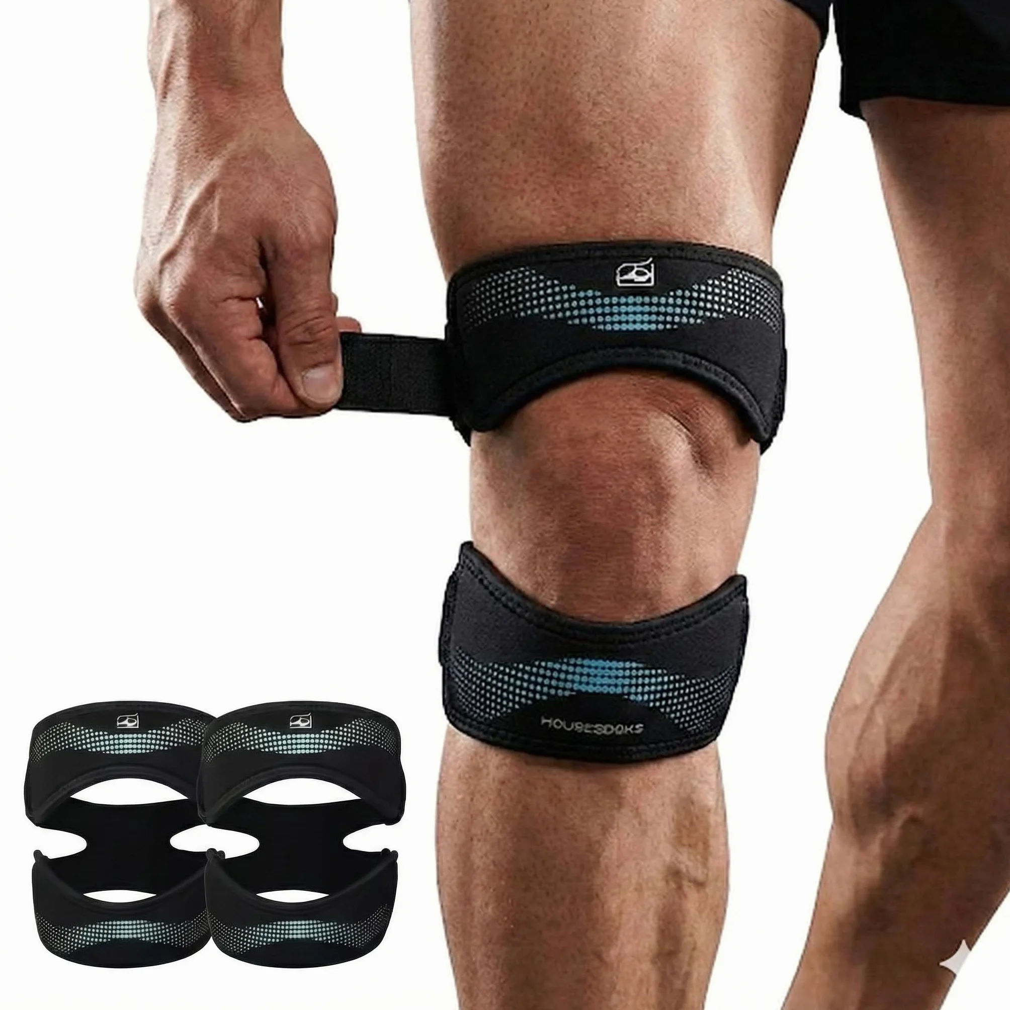 Cintas Rotulianas con Refuerzo de Silicona Pack 2 Rodillera Ajustable Doble Sujeción para Pádel Tenis Running