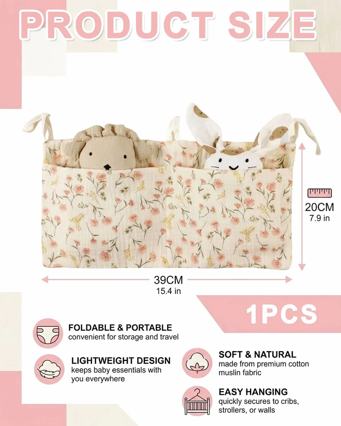 Organizador Cuna Colgante Bolso Almacenamiento Bebé Juguetes Pañales Ropa