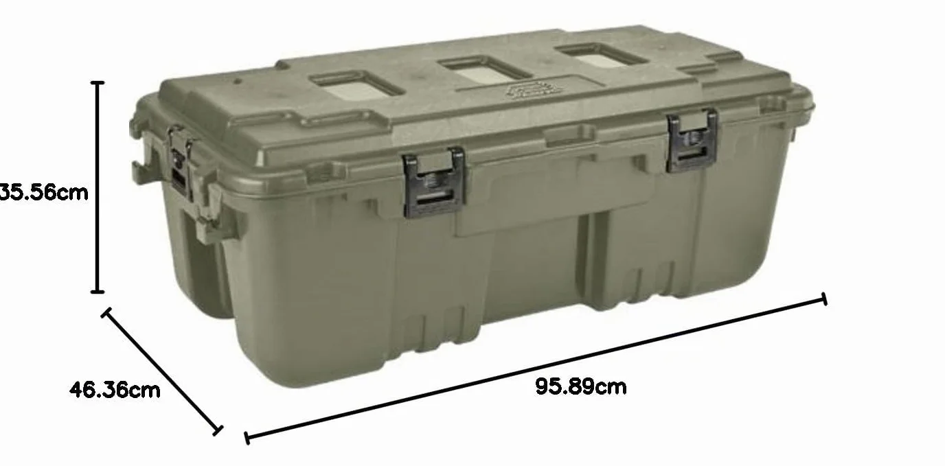 PLANO Baúl deportista con bisagras, verde oliva, caja almacenamiento grado militar con bisagra, resistente, grande, camping y ejército, óptimo para caza, paintball, airsoft o almacenamiento