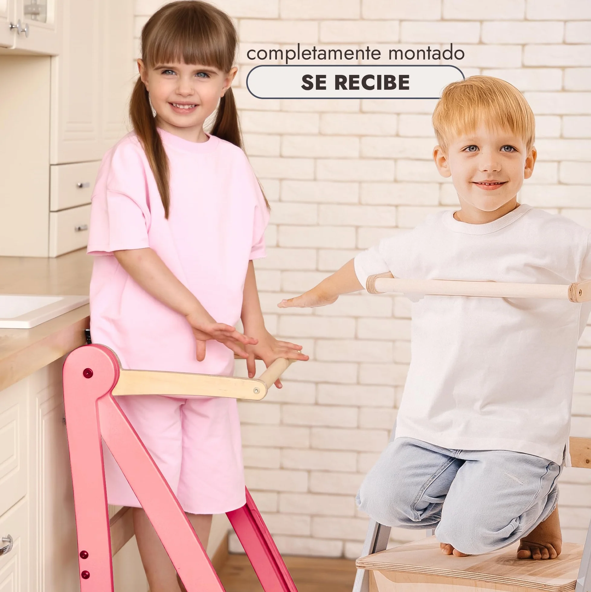 Montessori Escalera de madera plegable para niños con protección de inclinación