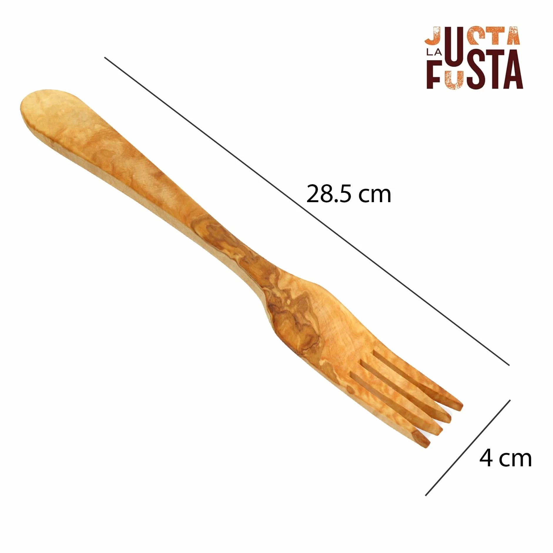 Tenedor De Puntas Finas Estilo Valenciano | Fabricado A Mano En España, Madera Natural De Olivo Resistente Con Propiedades Antibacterianas | Útil Para Servir O Comer