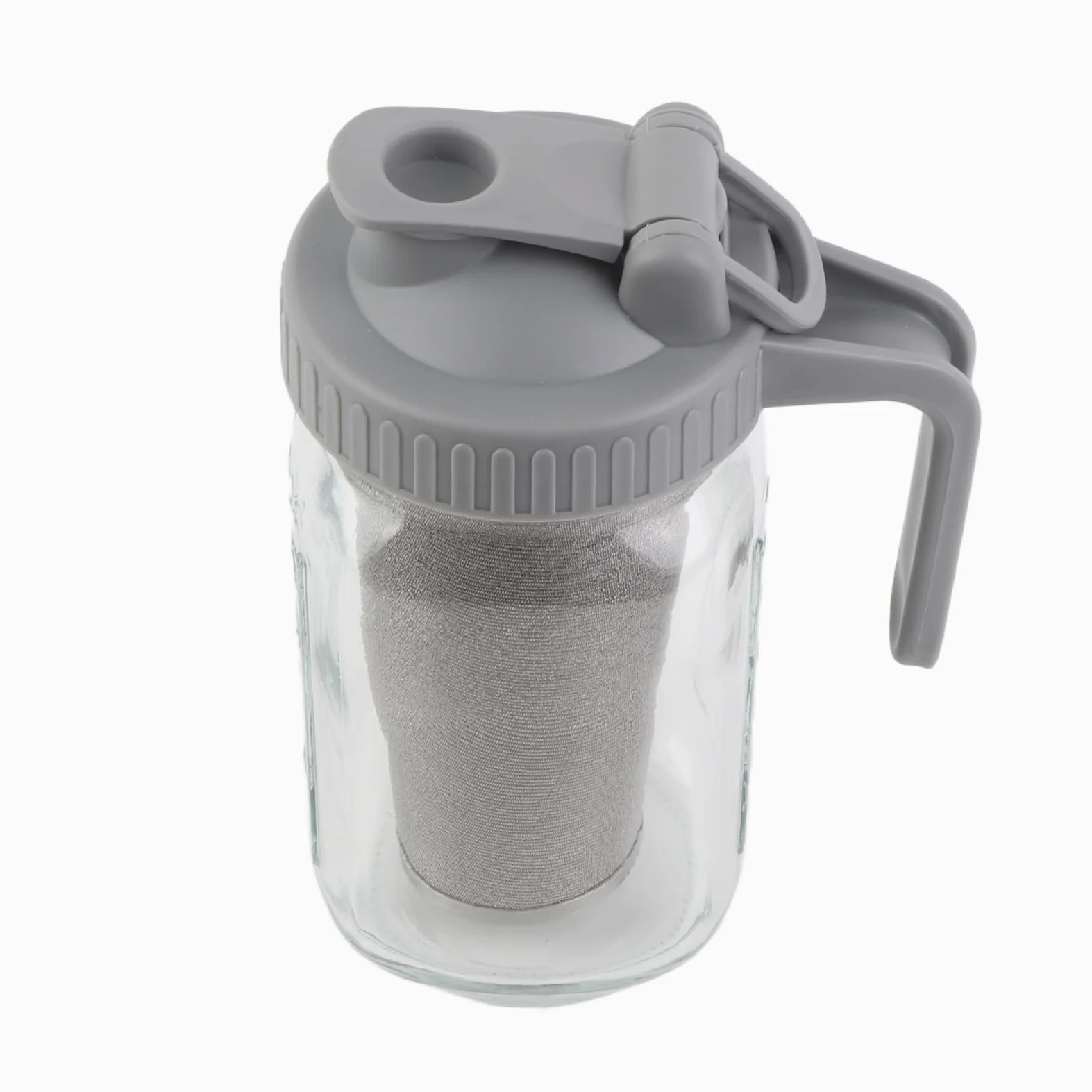 Jarra de cristal con tapa para conservas, 1 cuarto (32 o-z/1 l), jarra de agua a prueba de fugas con boca ancha y tapa de filtro, jarra de cerveza fría para agua, zumo, leche, té, café helado y