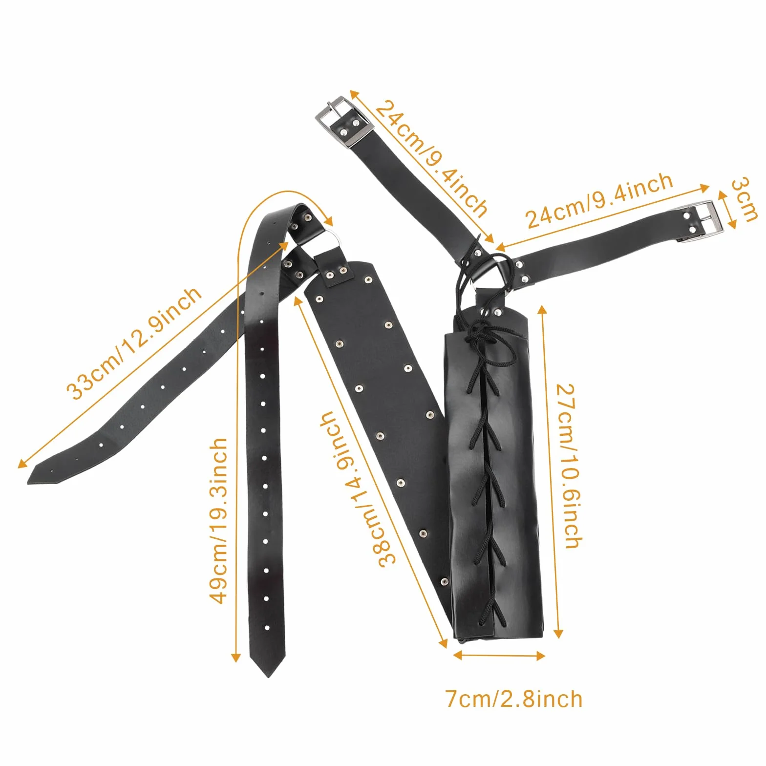 Joyan Espada Retro Medieval Funda de Cuero Ajustable Hombro Espalda Vaina Negro