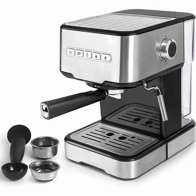 Suinga - Cafetera Expresso con 2 salidas de café y función de calentar/espumar la leche, apta para café molido y cápsulas