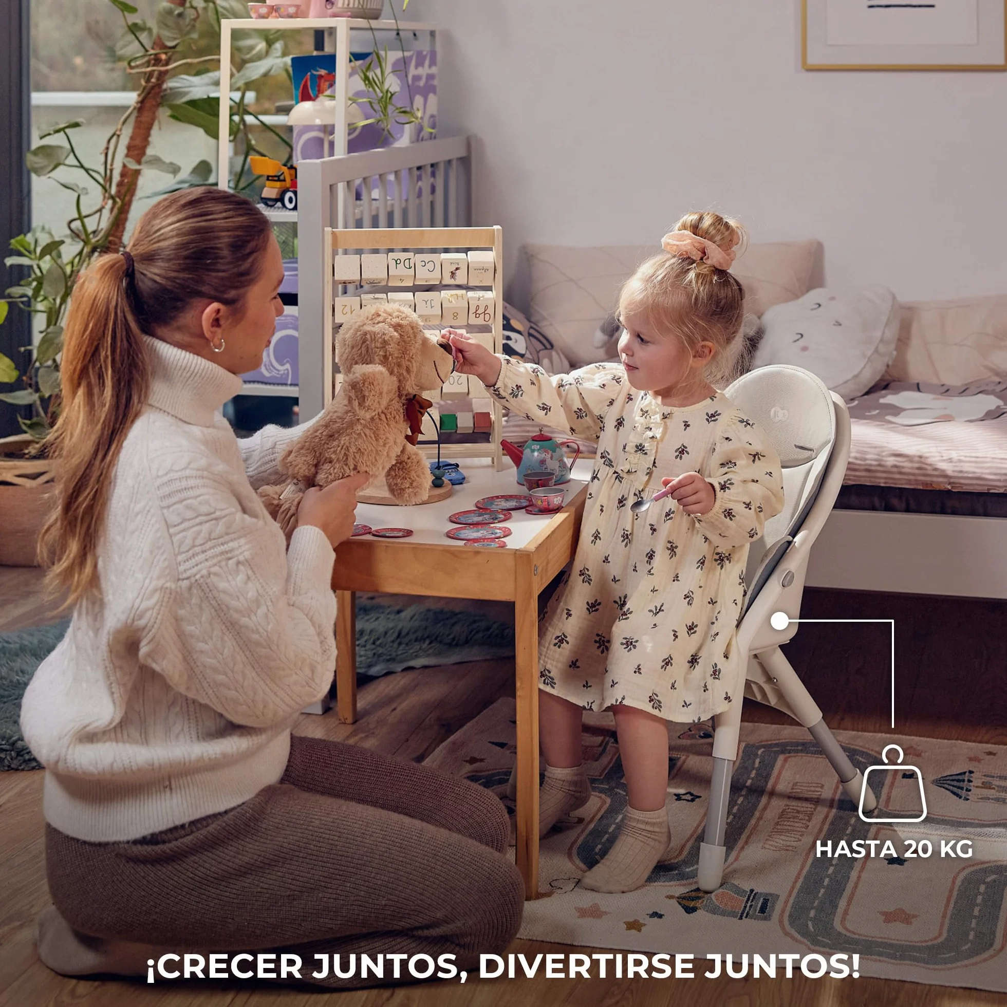 Kinderkraft DINNLY Trona bebé Silla Infantil portátil Bandeja Ajustable Fácil de limpiar 20kg Gris claro