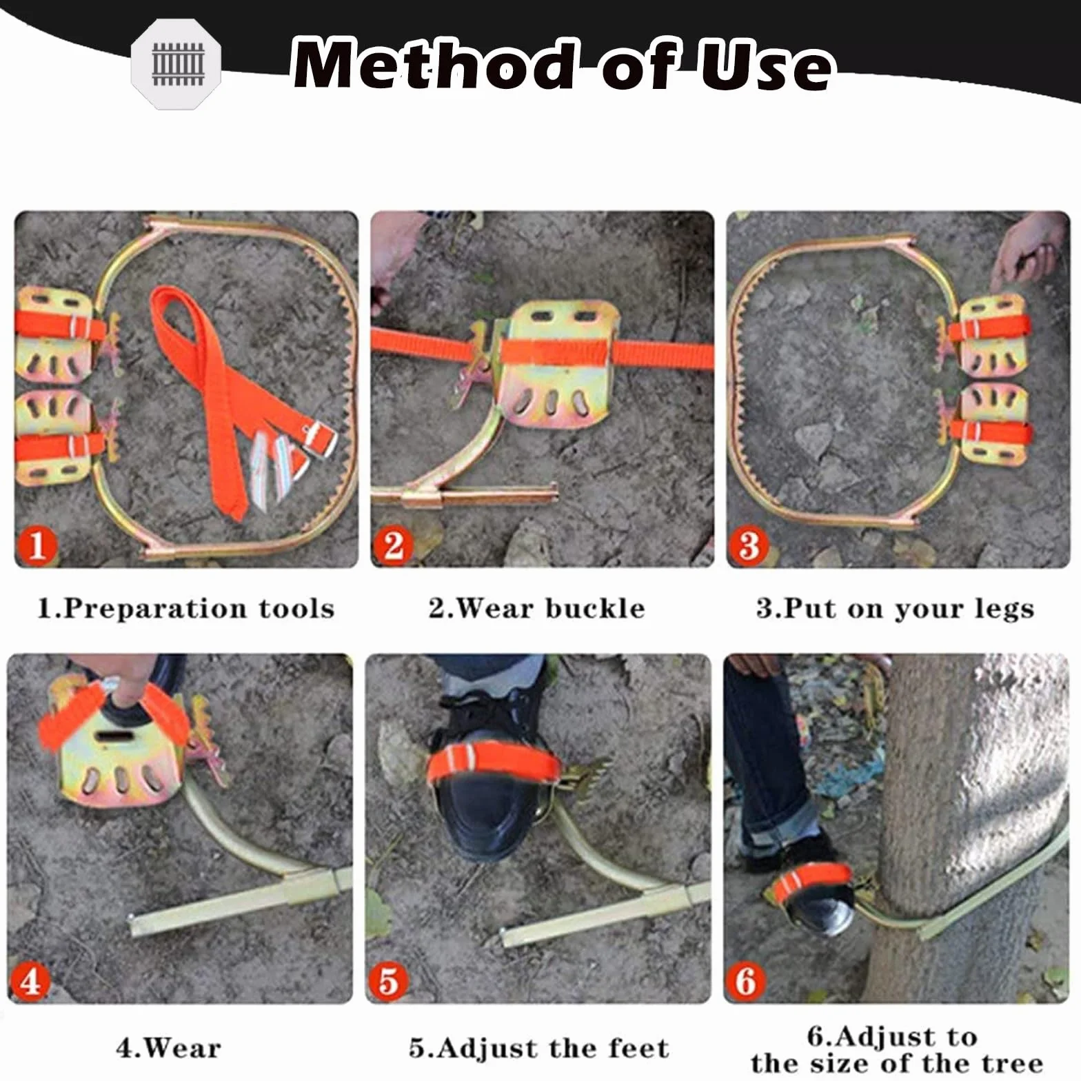 Kit para Trepar Árboles, Crampones Ajustables 500mm para Electricista