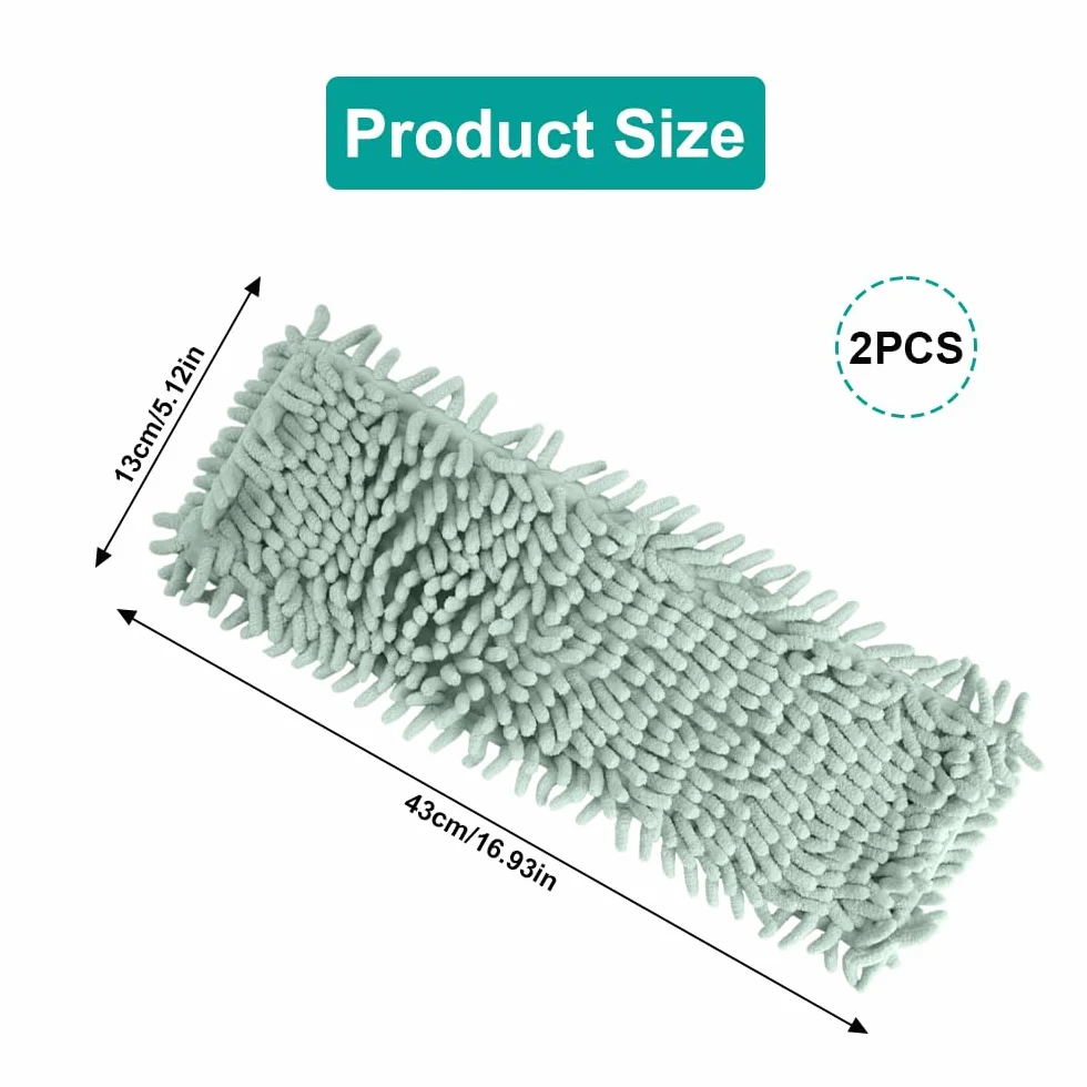 2 Piezas Mopa Funda de Recambio,43 x 13cm Recambio Fregona para Mopa Microfibra Kit,Repuesto de Almohadilla para Fregona,Paño de Repuesto Mopa Microfibra para Baldosas,Suelos Laminados,Suelos Madera