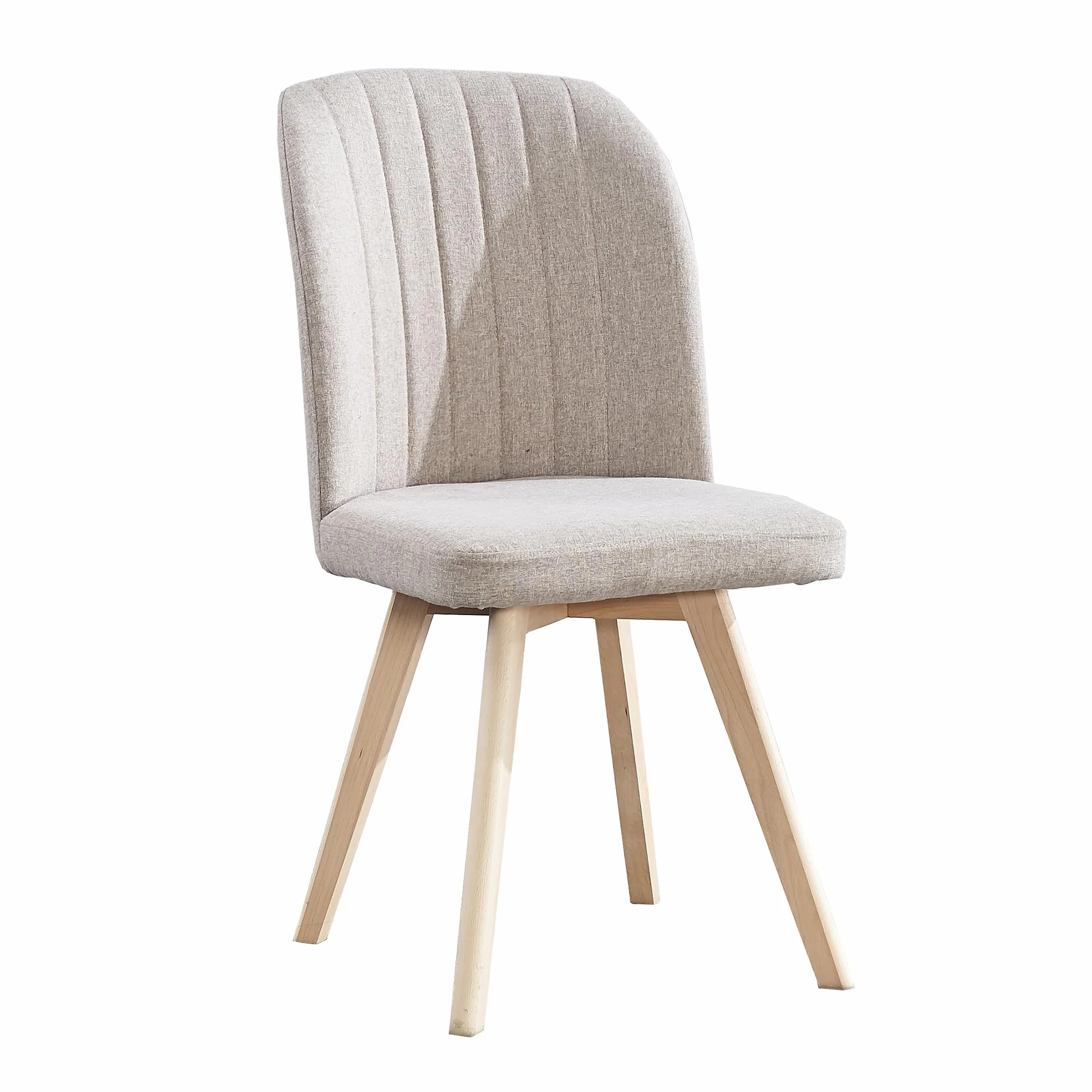 M1C - Pack 4 Sillas Xara, Sillas de Comedor Estilo Moderno, Ergonómicas, Asiento y Respaldo Tapizados, Patas en Madera de Pino (Beige)