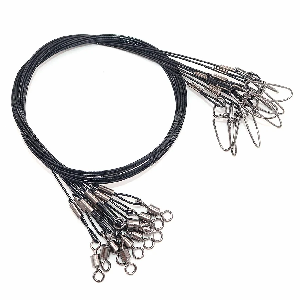 Líderes de alambre de acero inoxidable para pesca 150 libras 19 pulgadas negro