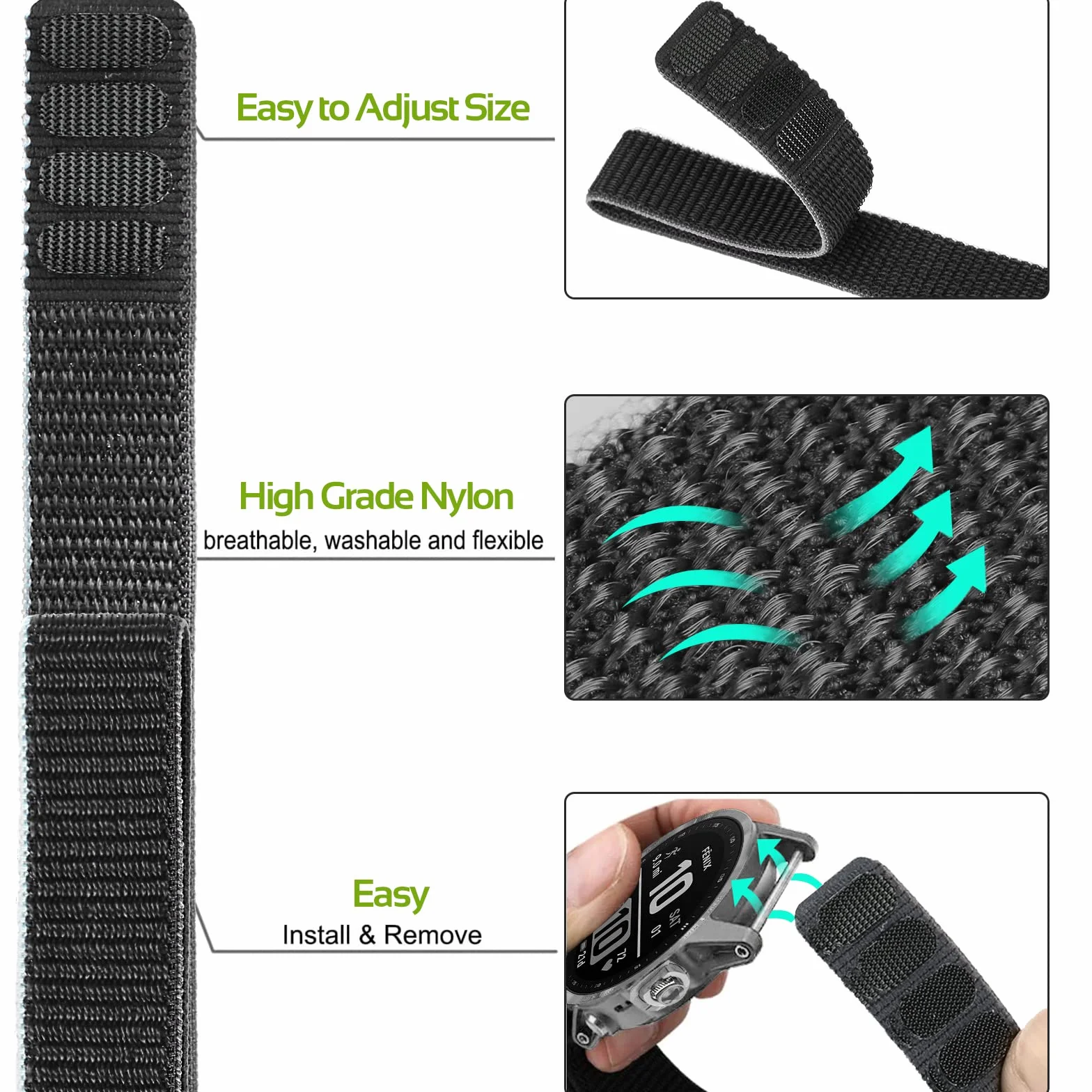 Correa Compatible Garmin Fenix 8 47mm 22mm Quick Fit Nylon Deporte Loop Forerunner 935 945 955 Epix 2 Pro Instinct 2