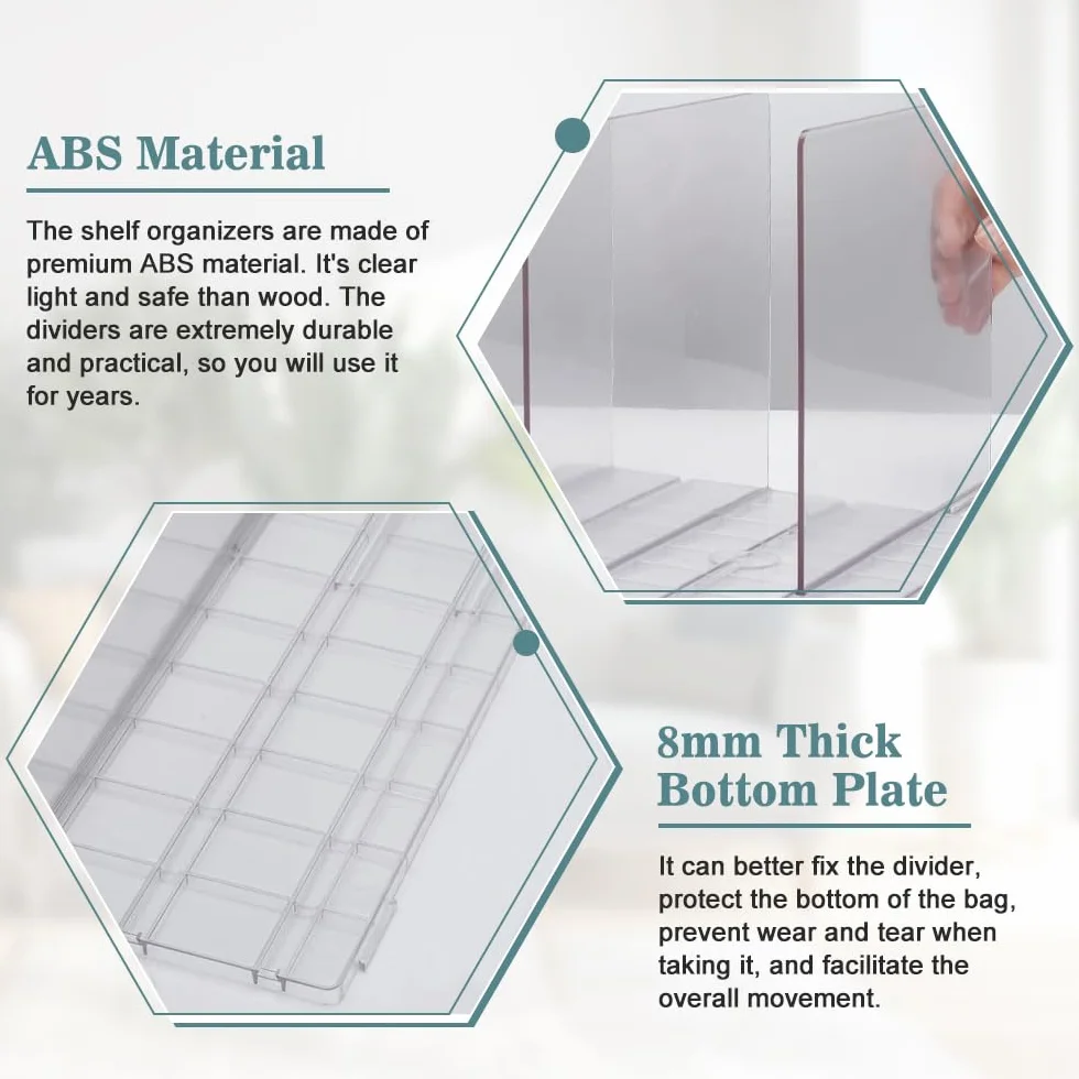 ADERTOS 5 PCS Separadores Acrílicos Transparentes, Separadores de Plástico Extraíbles para Estanterías y Librerías