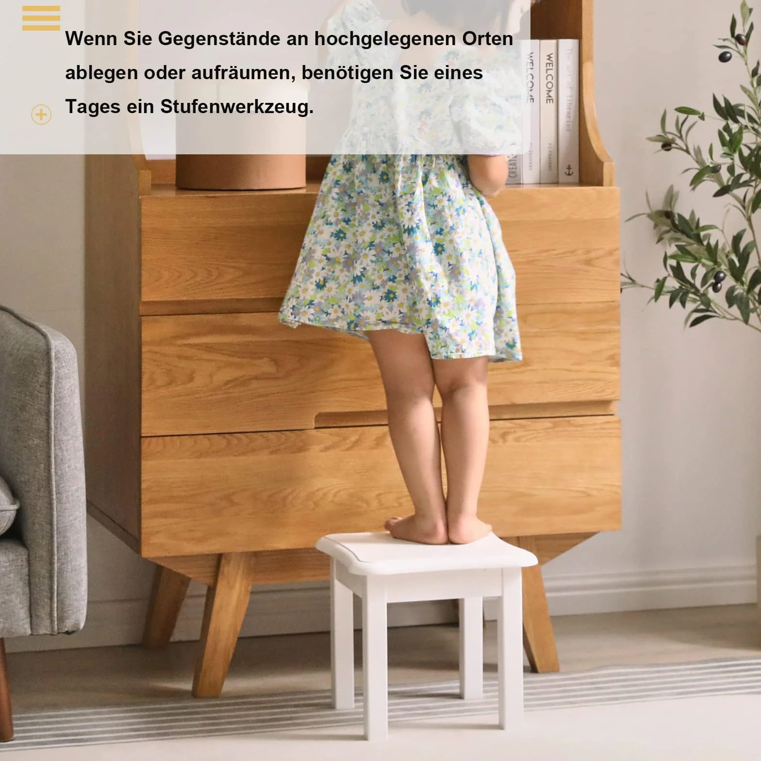 Reposapiés de Madera Pequeño Taburete Banco Blanco