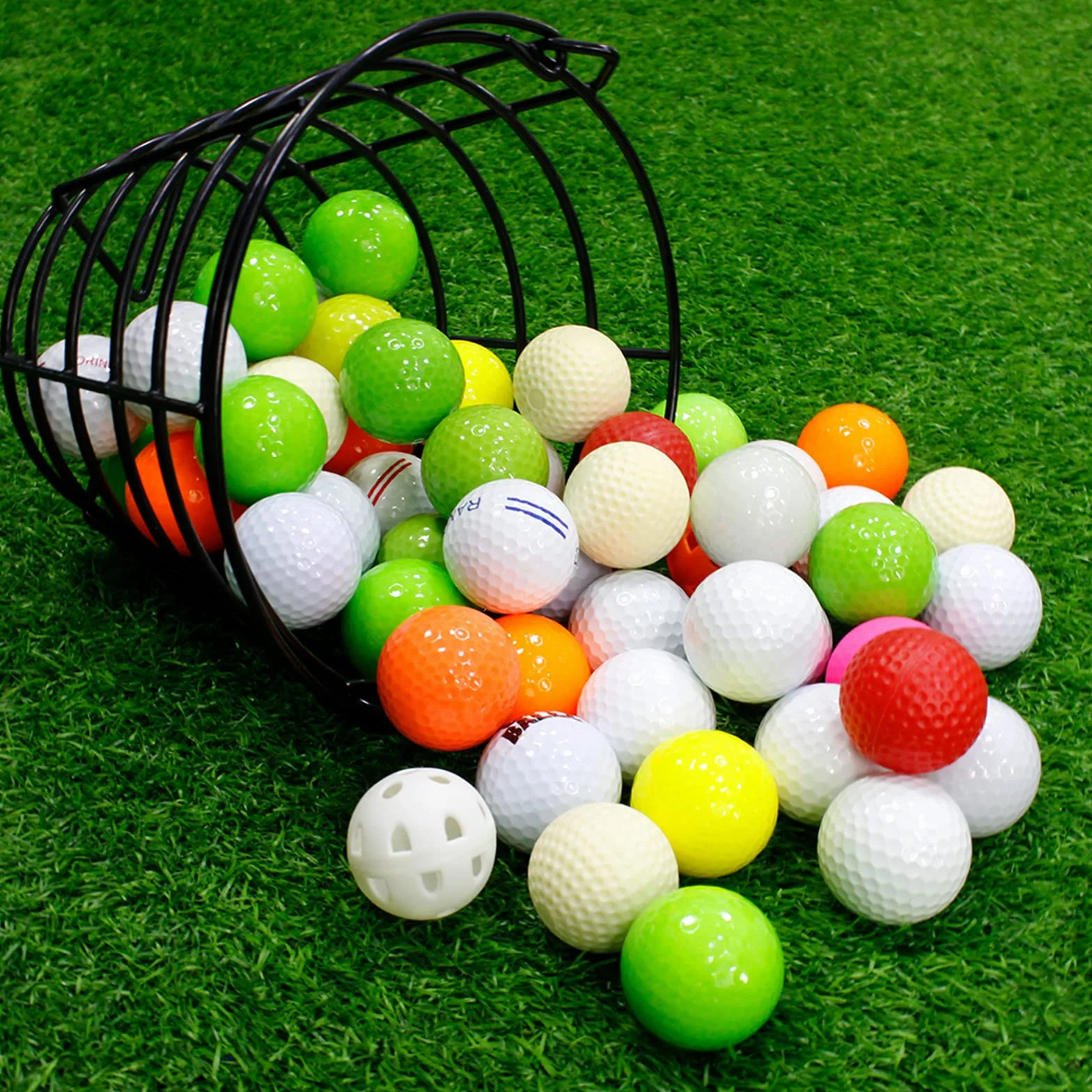 KOFULL - Cesta de metal con asa para 50 pelotas de golf