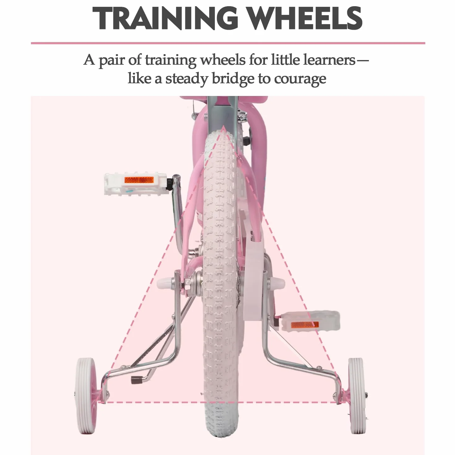 Glerc Bicicleta Infantil 12 14 16 Pulgadas Estilo Princesa para Niñas 2-8 Años con Pompones Cesta Ruedines Rosa Azul Lila Melocotón
