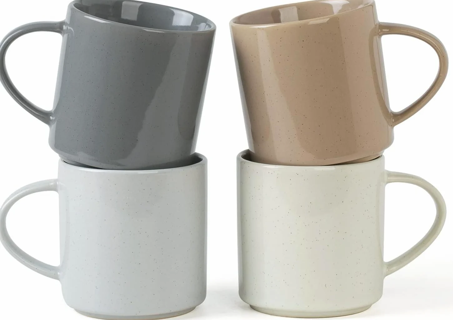 Juego de 4 tazas de café de cerámica con asa grande, aptas para microondas y lavavajillas, perfectas para leche, capuchino, té y más, para los amantes del café