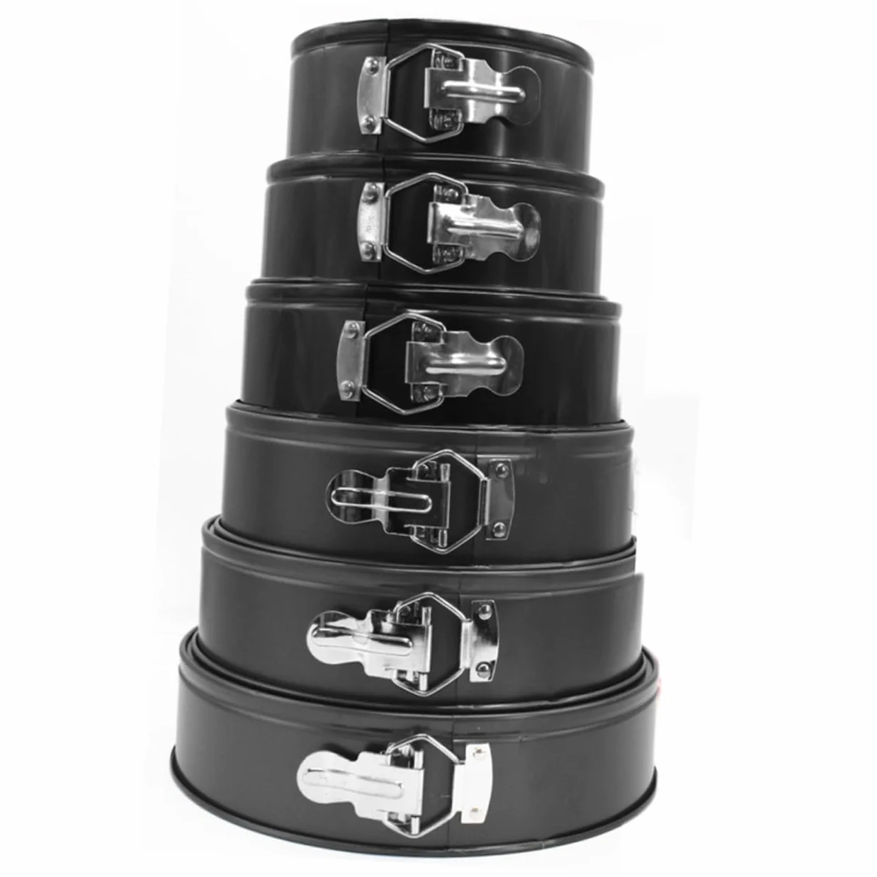 6 Piezas Moldes Redondos para Hornear Pastel Antiadherentes con Extraíble Tipo Panal Bandejas Negro para Tartas Bodas Fiestas y Uso Doméstico