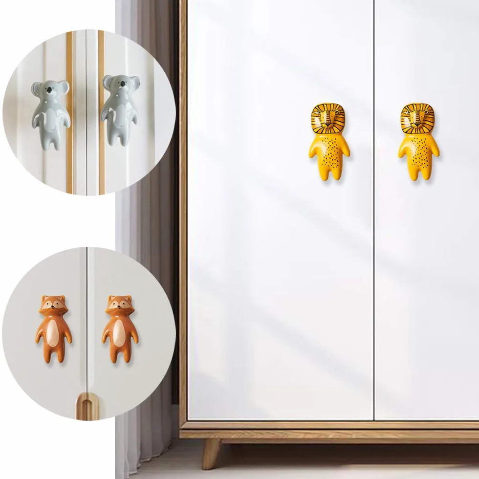Uulu - Pomos de Cerámica Con Diseño de Animales para Habitación Infantil, Armario y Cajones - Incluye Tornillos