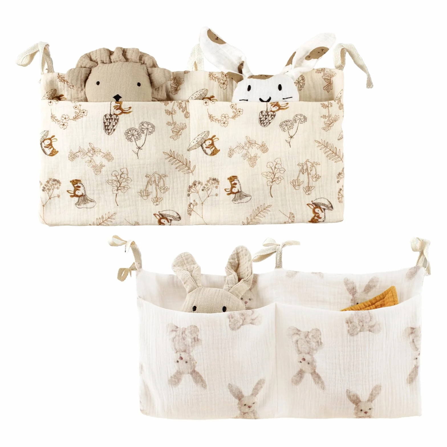 WOUYTPE2 Organizador de Cama de Bebé, Bolsa Almacenamiento Colgante para Pañuelos y Juguetes