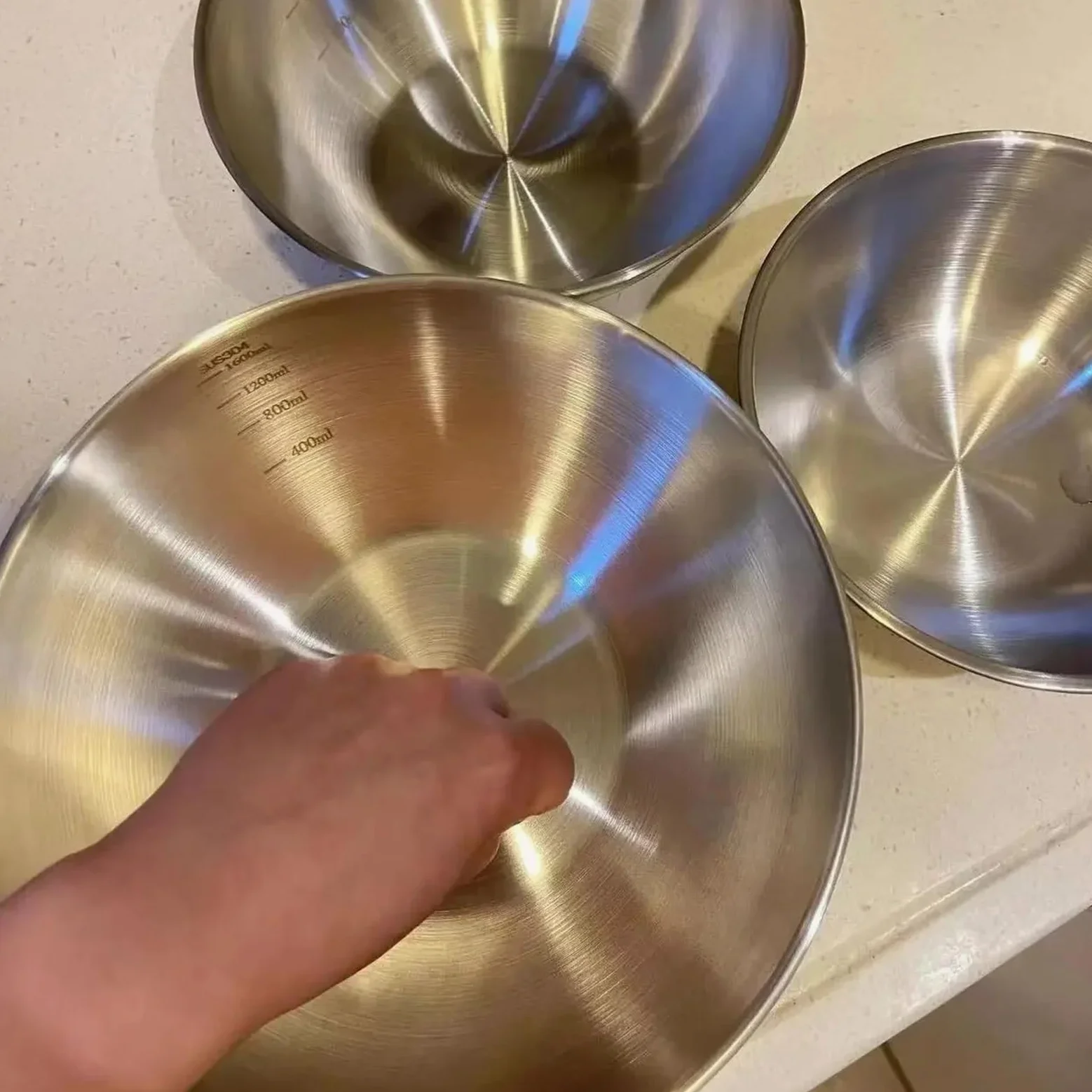 Tazón Para Mezclar Juego de tazones for mezclar acero inoxidable | 1-3 piezas con báscula de gran capacidad for cocinar, hornear y almacenar alimentos(L 1pc)