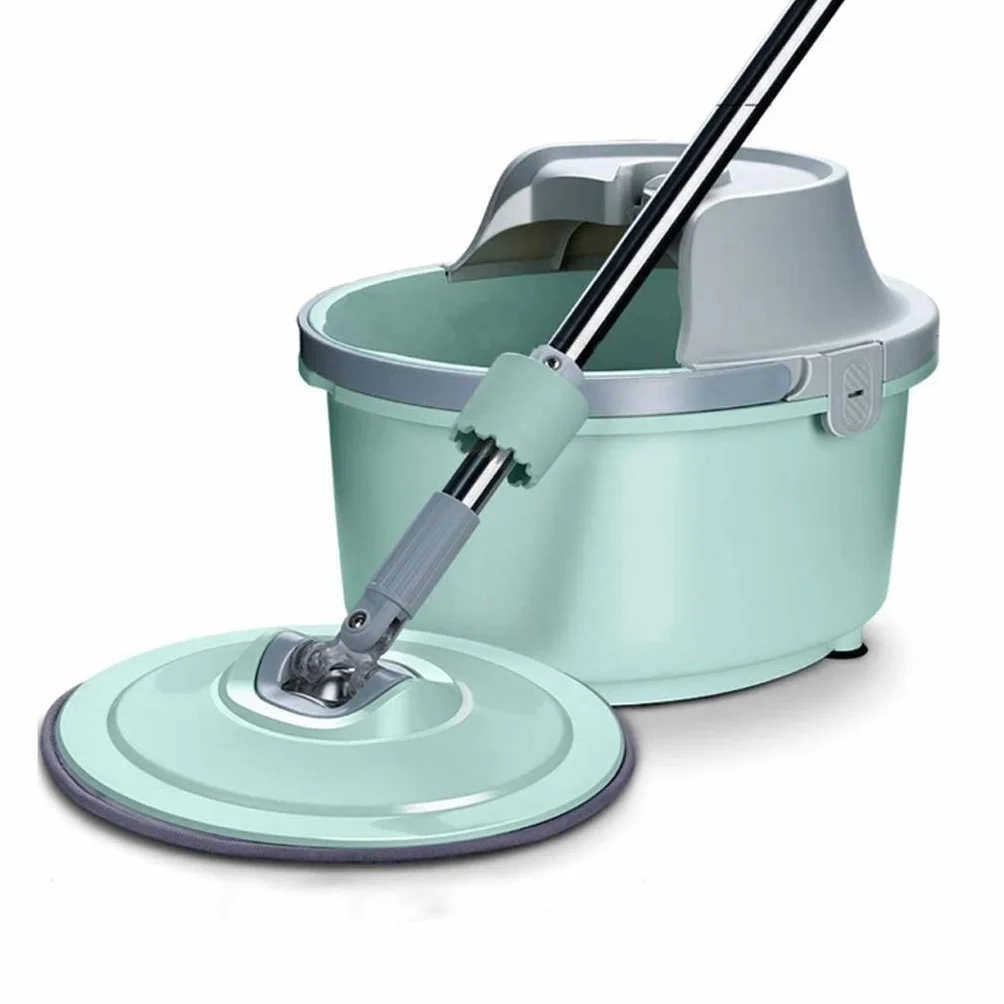 Sistema de Cubo para fregona giratoria: fregona giratoria de Microfibra con Cubo, Cabezales de fregona de Microfibra giratorios de 360 ​​Grados, Mango Ajustable para Limpieza del hogar Vision