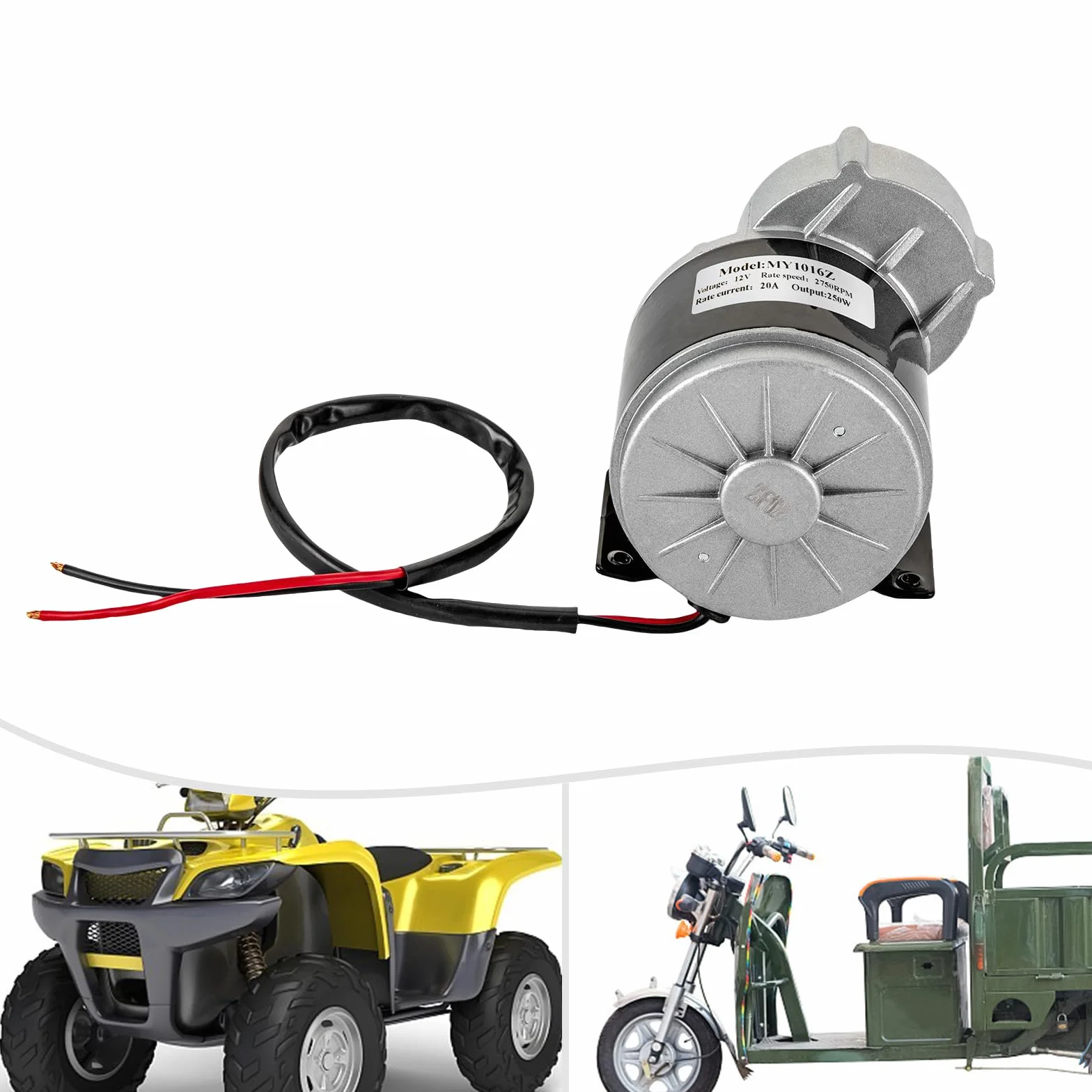 Motor de Corriente Continua Cepillado 12V Motor Eléctrico de Engranaje para Bicicleta Kart