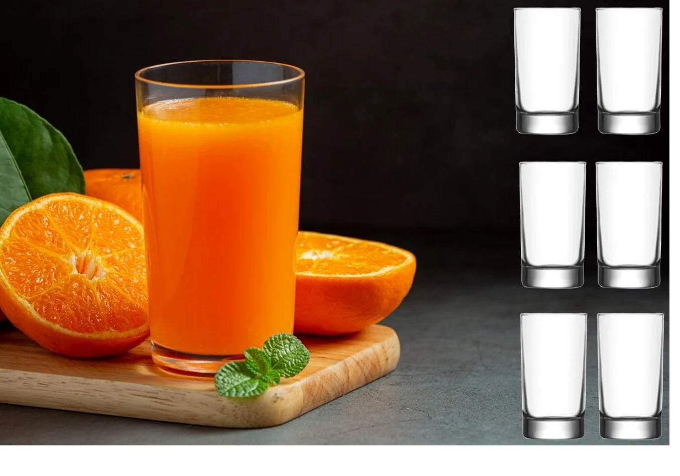 BOHEM'S Vasos pequeños de jugo, vasos de cristal transparente de 5.1 onzas, cristalería para jugo de naranja, agua, leche, café, perfecto para degustación y porciones pequeñas, juego de 6