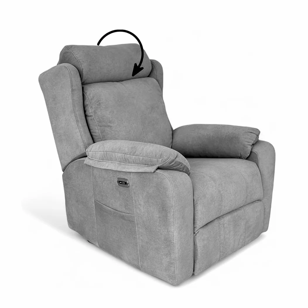 Genérico SILLÓN Relax ELÉCTRICO RECLINABLE Gravedad Cero (SILLÓN Relax ELÉCTRICO Gravedad 0 Y Cabezal, Gris)