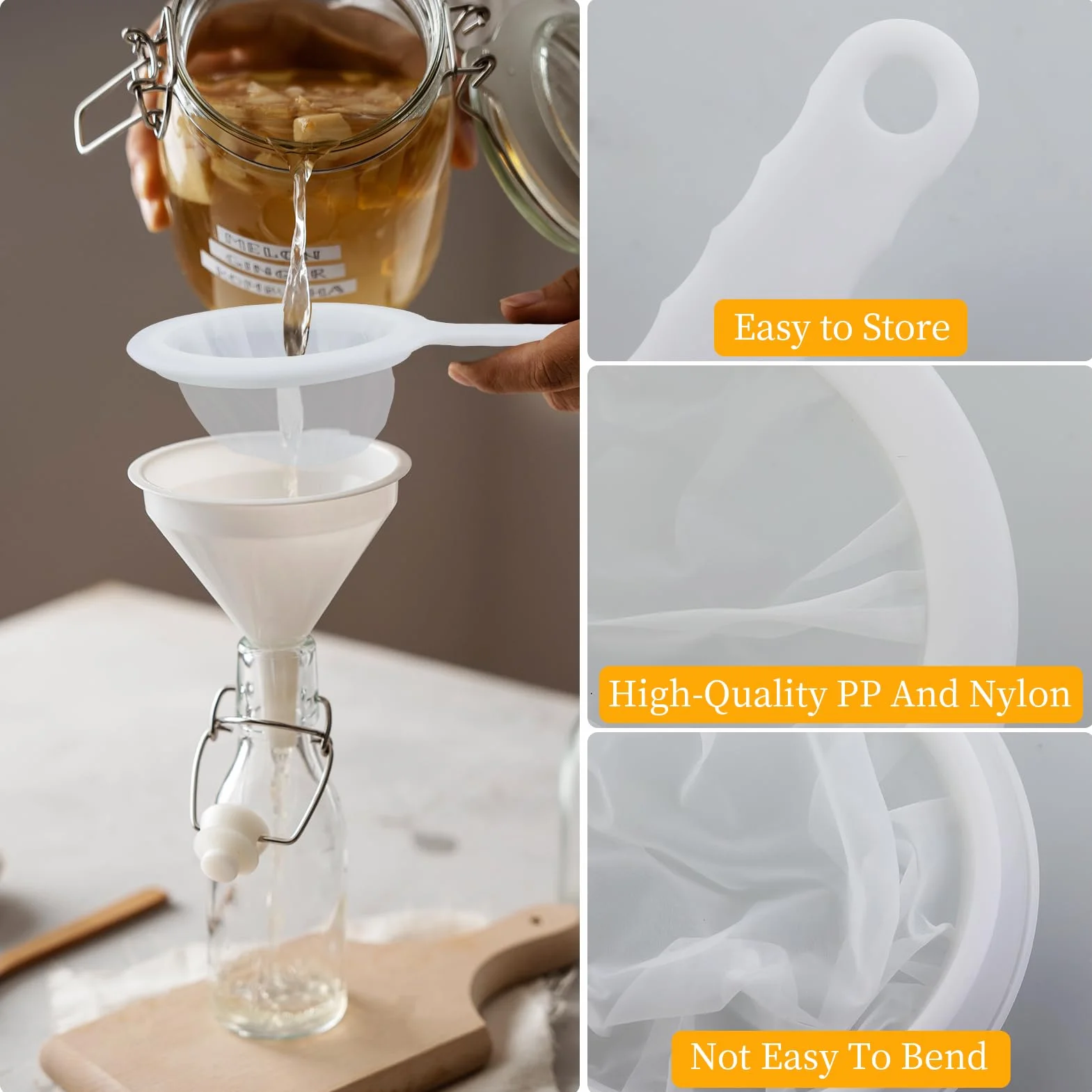 Colador fino, filtro colador, colador pequeño, colador de cocina con gancho adhesivo, colador pequeño para zumo, café (200 malla)
