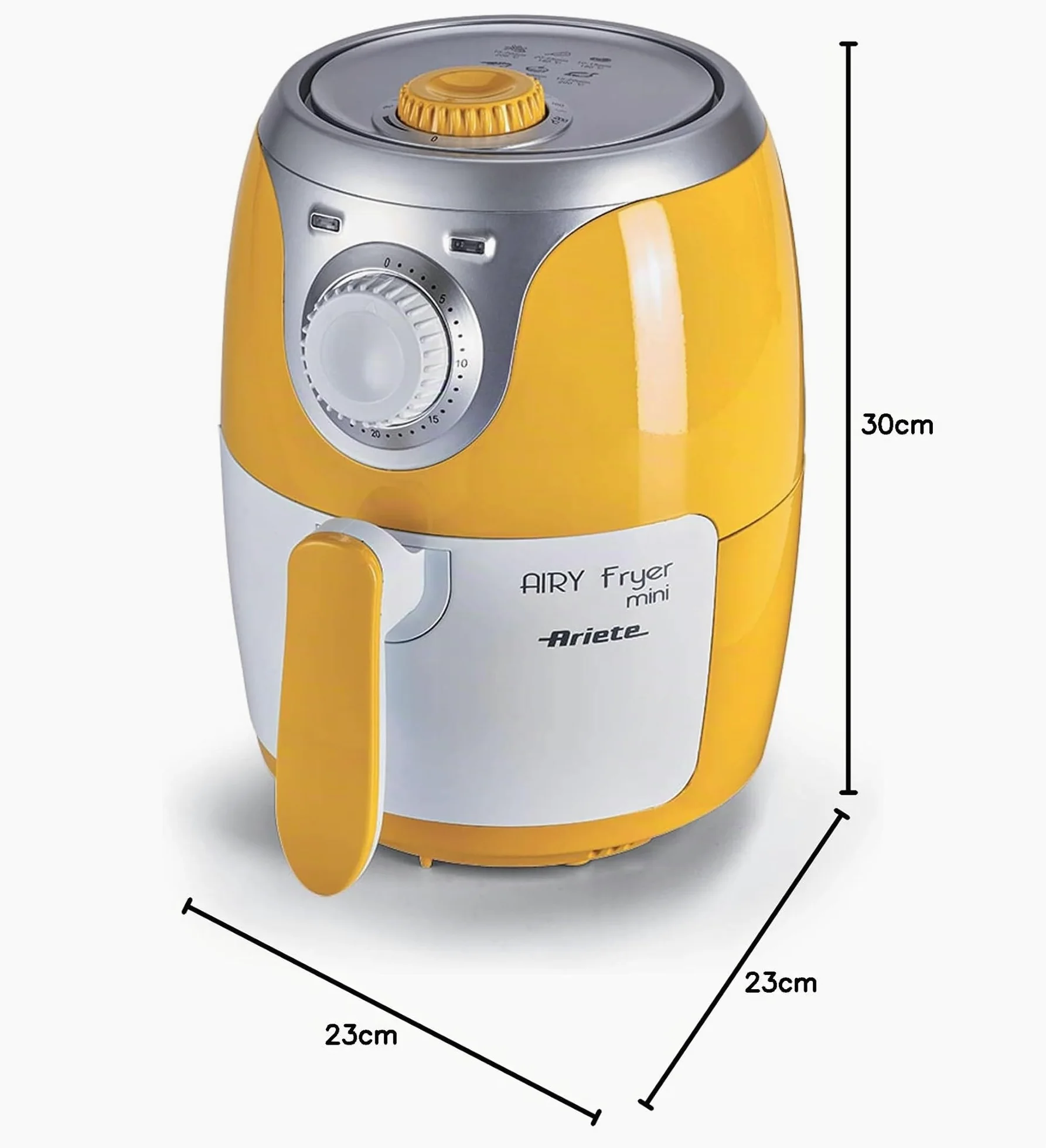 Ariete 4615 - Mini freidora saludable Airy, sin aceite, temporizador,1000 W, amarillo y blanco