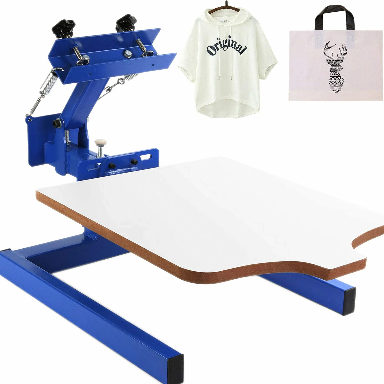 Impresora de pantalla 1 color 1 estación Kit de impresión de pantalla de seda 55x45cm T-shirt Máquina de serigrafía Serigrafía Prensa máquina de impresión de camisetas
