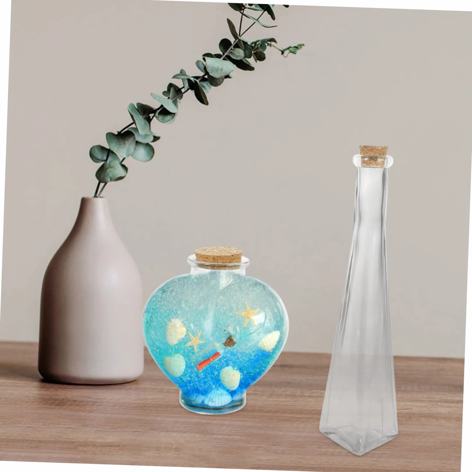 Artibetter Juego De 3 Botellas De Ceremonia De Arena Para Boda Transparente Con Frascos De Vidrio En Forma De Corazón Y Prisma Para Decoración Artesanal Y Almacenamiento