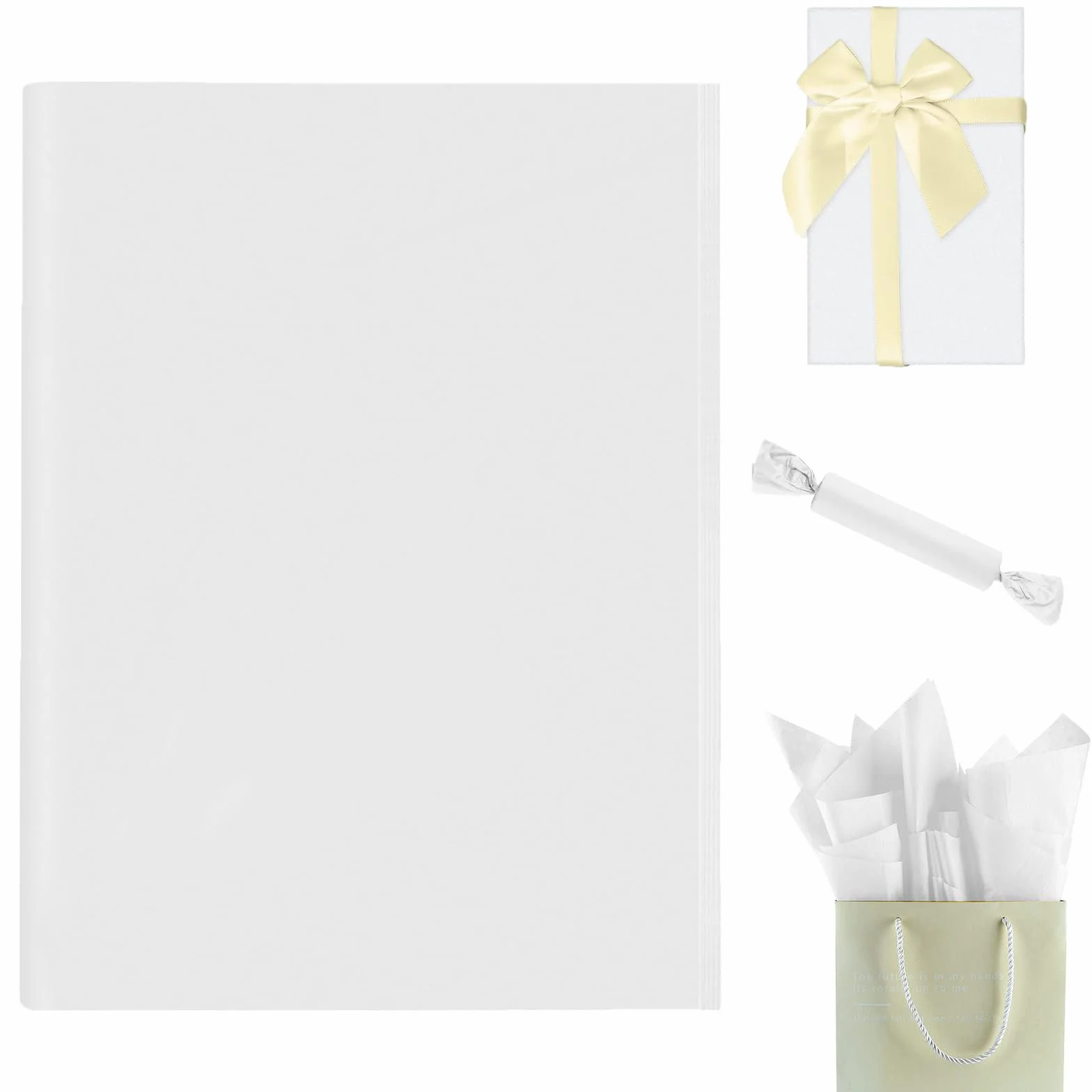 LZRinue 100 Hojas de Papel de Seda Blanco, 70 x 50 cm, para Envolver Regalos, Manualidades, Cumpleaños, Bodas, Baby Shower