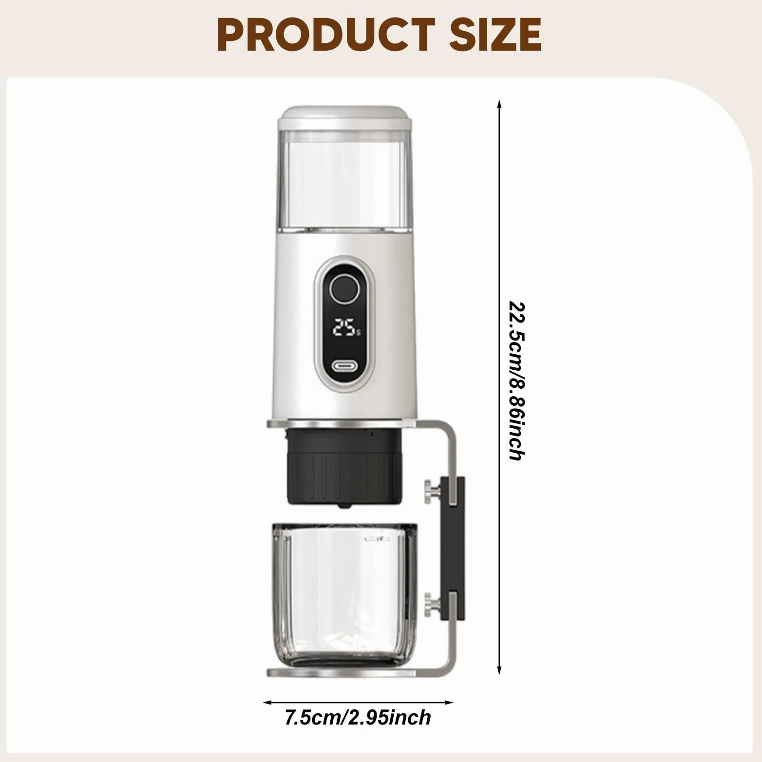 Cafetera Espresso Eléctrica Portátil, Mini Cafetera Compacta, Recargable E Inalámbrica, Ideal para Viajes, con Bomba de 19 Apta para Camping, O, Blanco, Individual