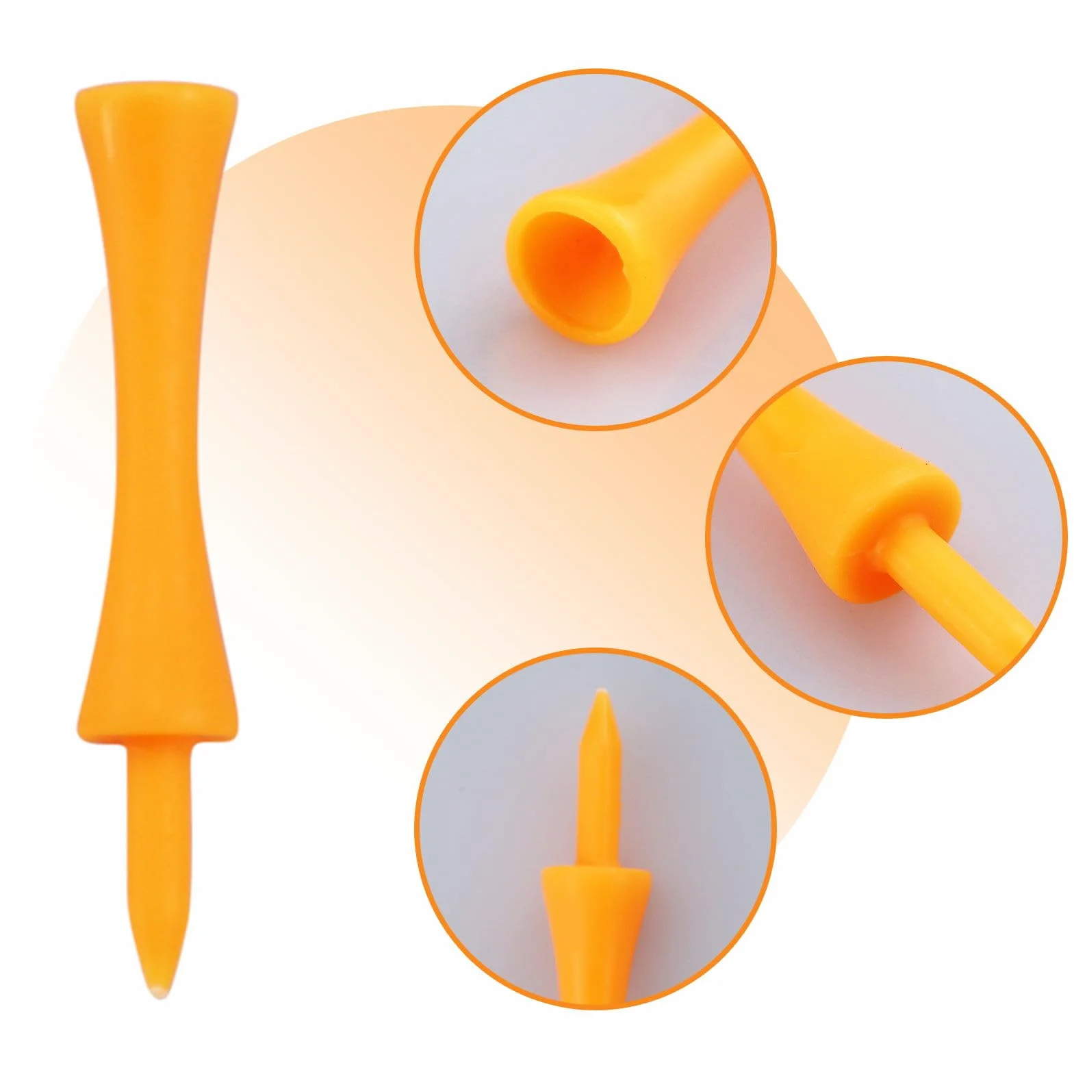 Golf Tees Naranja 70 mm Plástico 100 Piezas
