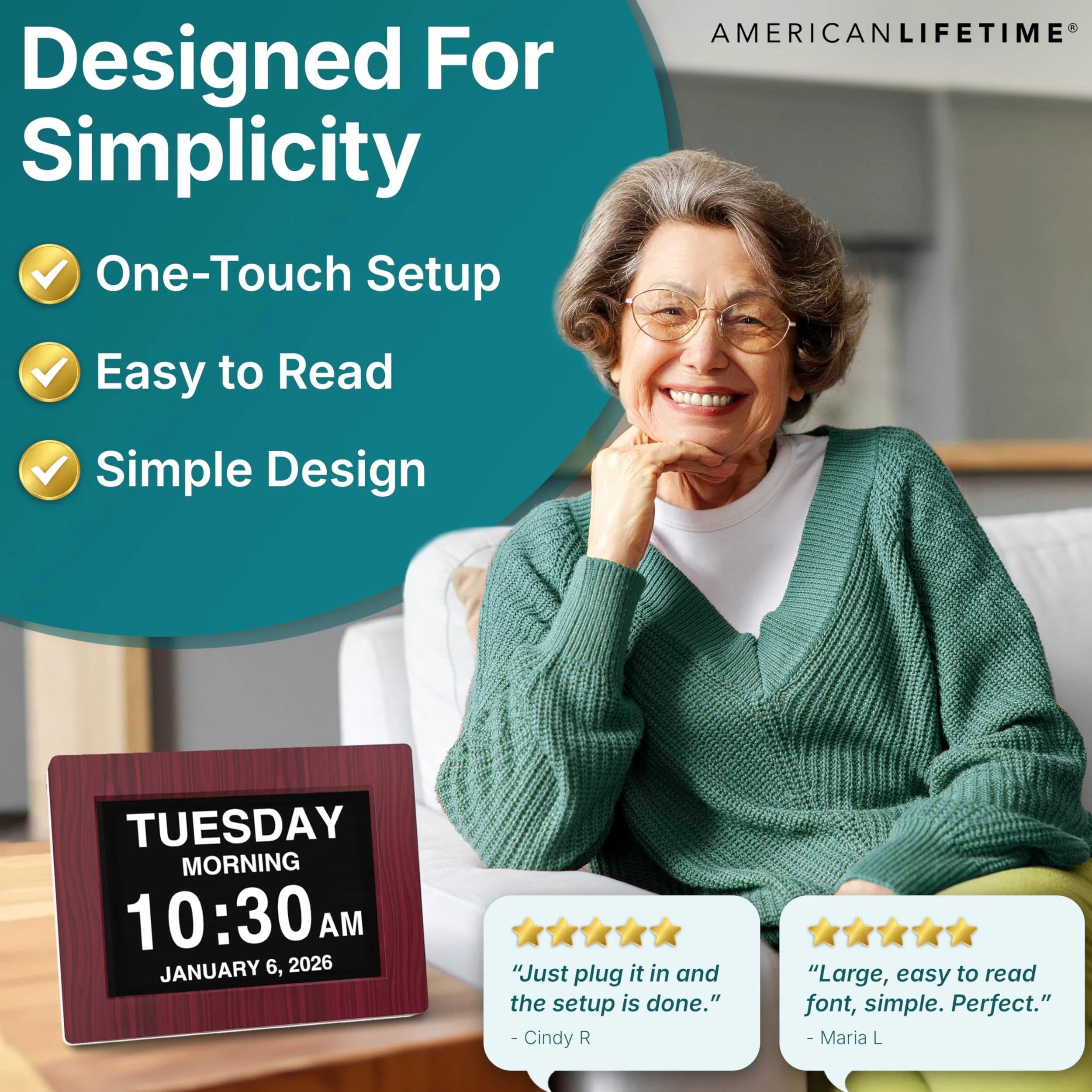 American Lifetime DCB Reloj despertador digital, blanco, 2 unidades