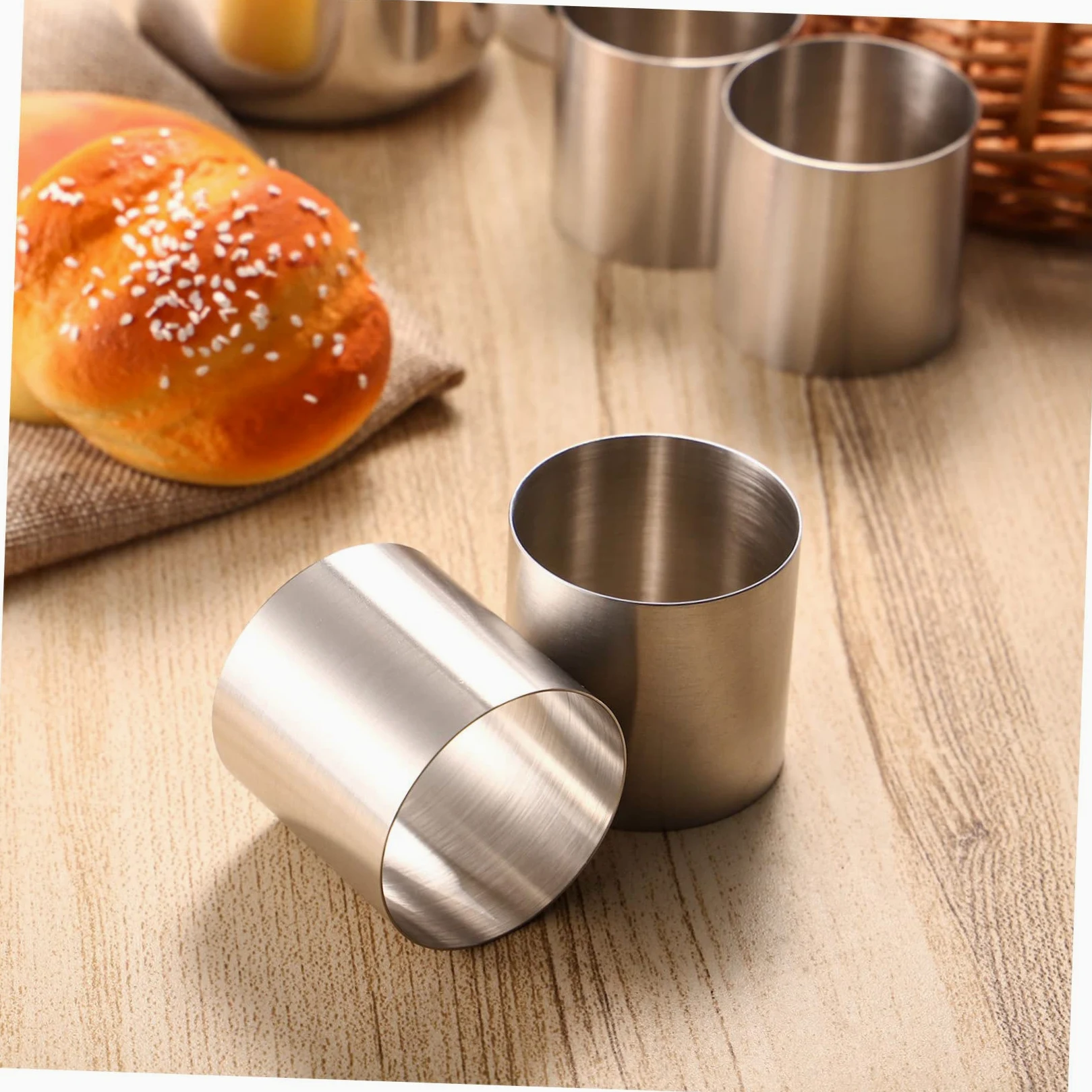 Hemobllo Molde Fácil de Limpiar y Desmoldar 8 Piezas, Redondo para Pastel de Acero Inoxidable Adecuado para Mini Tartas y Postres DIY