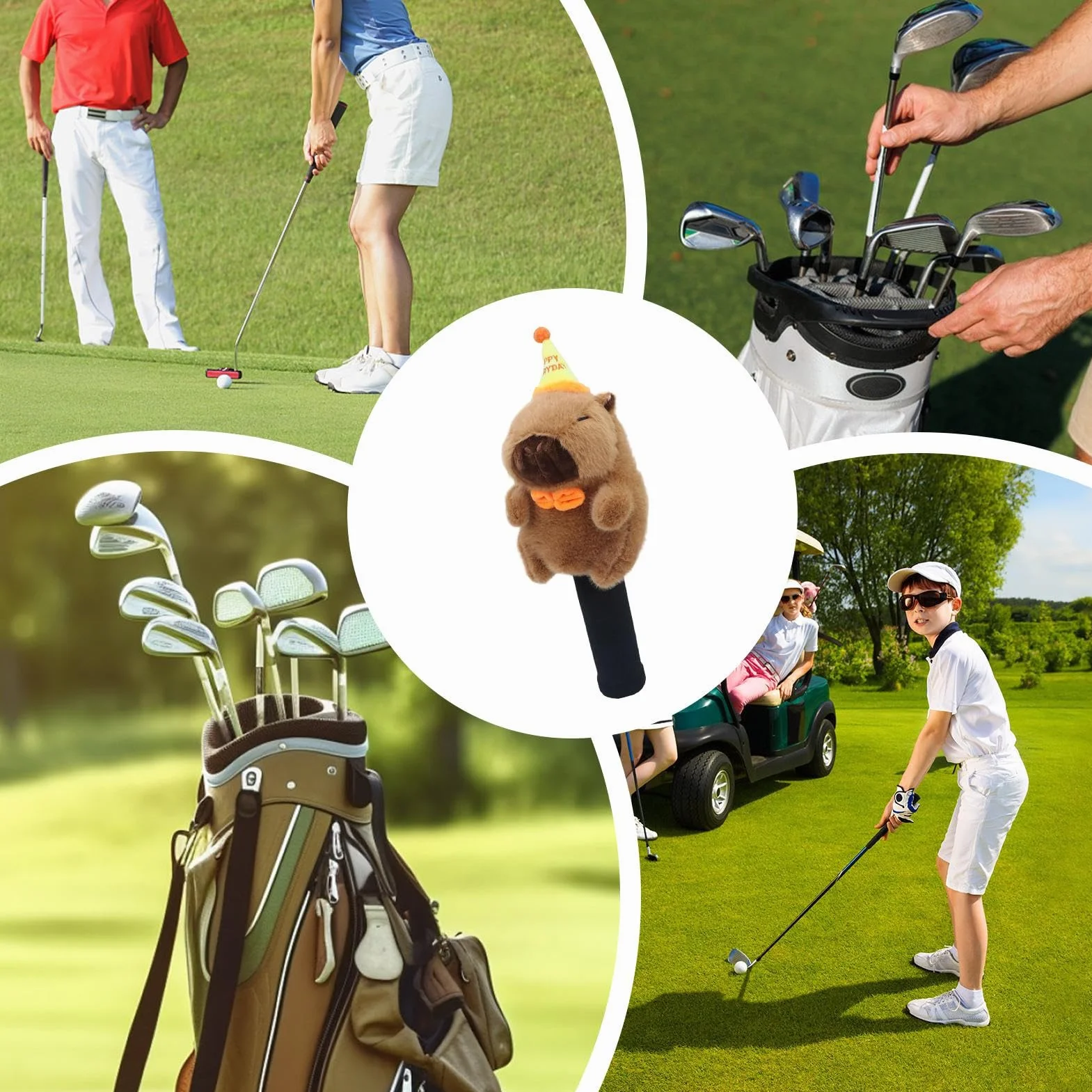 Funda para Cabezal de Golf Driver Animales Divertidos Peluche Accesorios Protectores