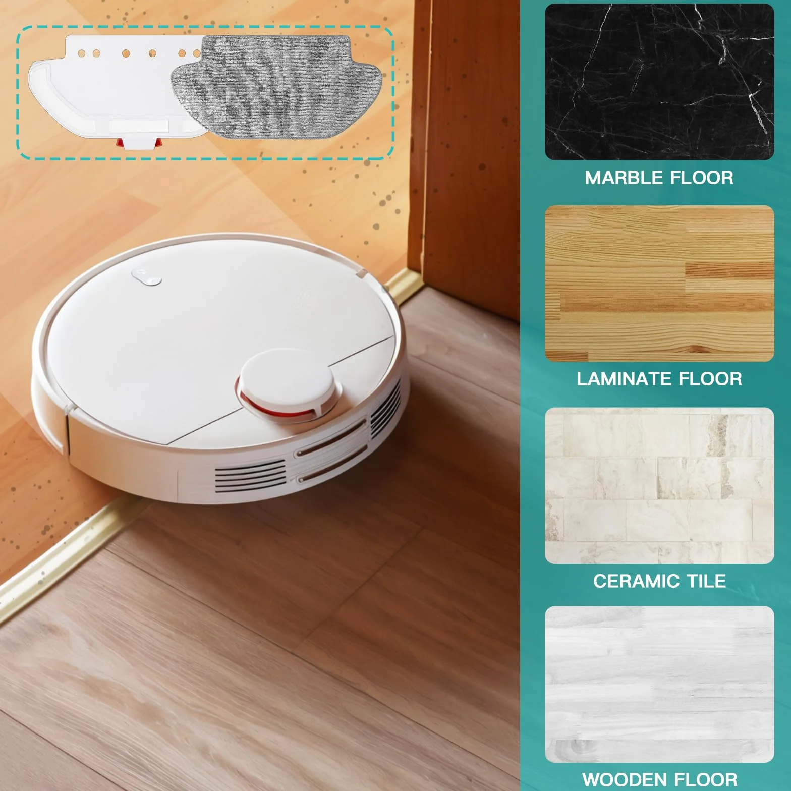 Mopa con Placa de Repuesto para Xiaomi S12/Mop 2S/Mop Pro/Mop P/S10 EU/STYJ02YM/Viomi V2 Pro/V3 SE Robot Aspirador Mop Pad Soporte para fregona