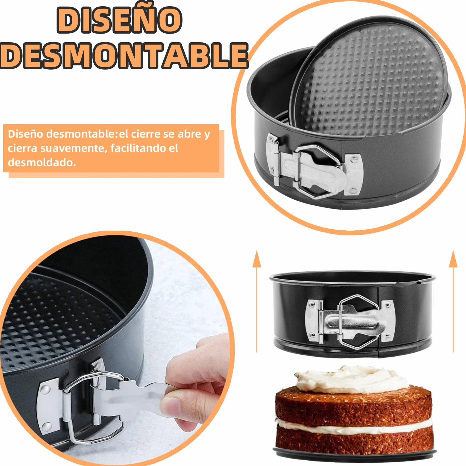 Molde Desmontable,6 inch (aprox. 16 cm) Molde Tarta Desmontable,Molde Pan,Molde Tarta con revestimiento antiadherente inferior extraíble,Moldes Reposteria,Apto para pasteles,pizzas y panqueques