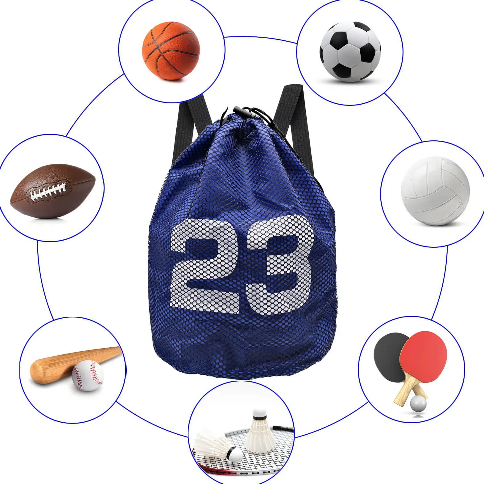 Mochila de baloncesto con cordón ajustable para baloncesto fútbol voleibol entrenamiento
