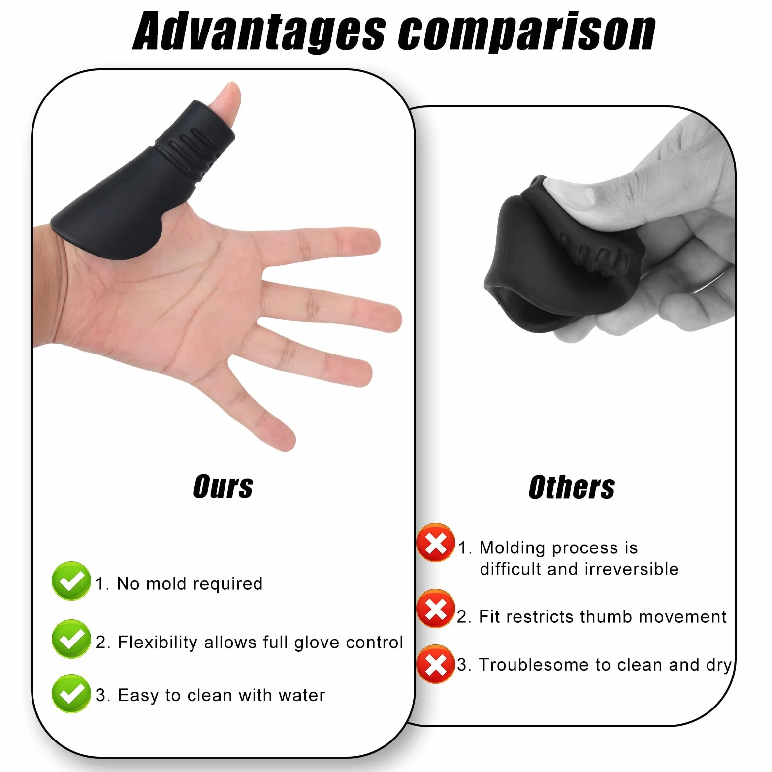 Protector de Pulgar para Receptor de Béisbol y Sóftbol, Protector Silicona para Entrenamiento Recepción Pulgar (Talla M)