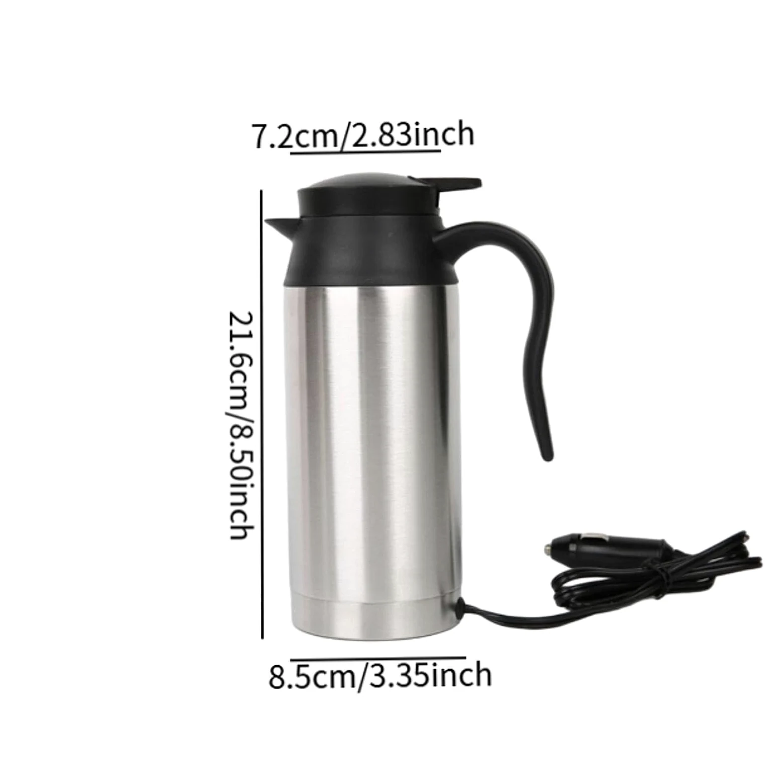 Hervidor de Coche Taza Termo Eléctrica Calefacción Portátil Calentador de Leche Café Agua Acero Inoxidable Aislamiento Vacío Adecuado para Carretera C, 24V, Individual
