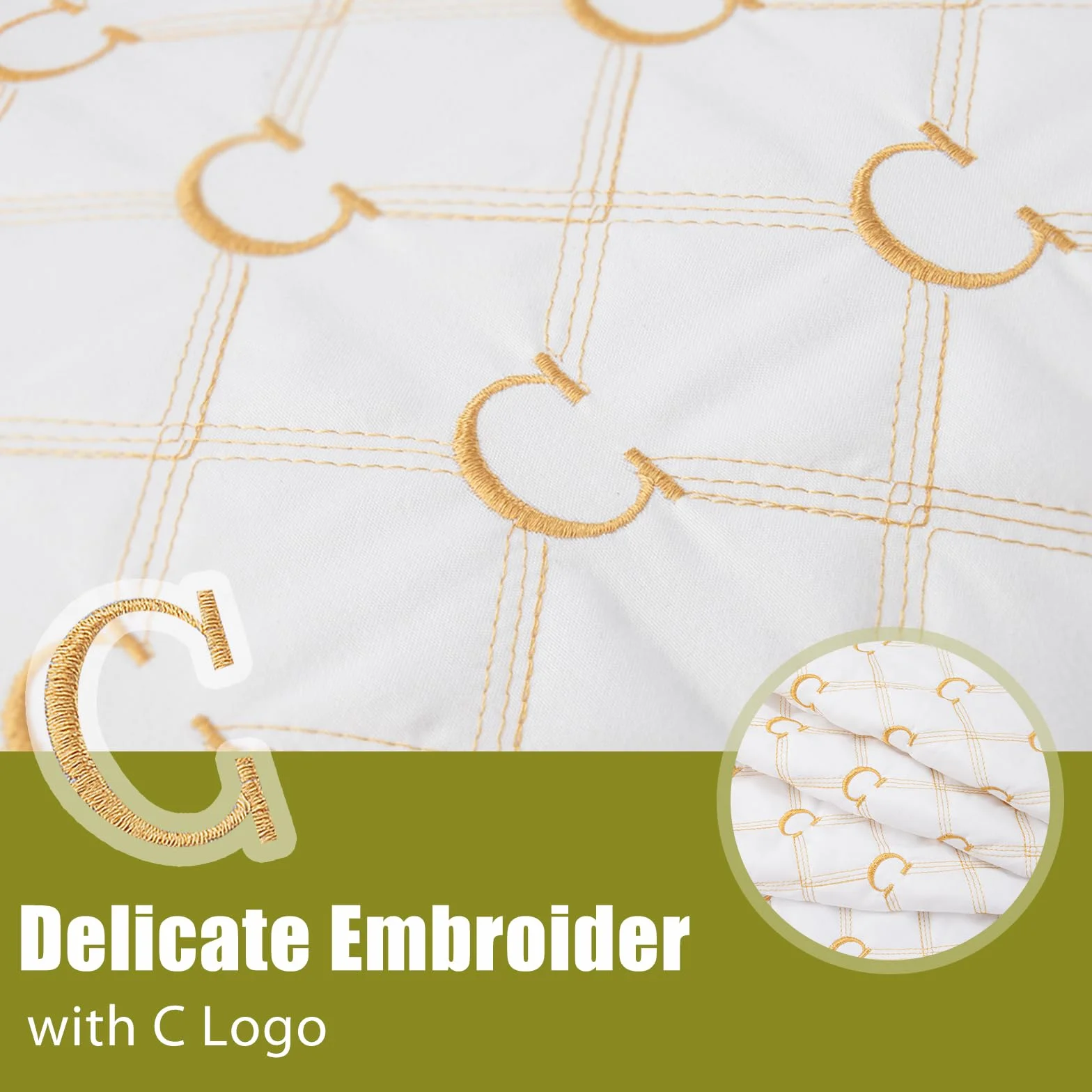 Chilling Home Almohadas de cuerpo completo para adultos con funda sedosa, almohada acolchada bordada, almohadas largas de embarazo para cama, almohada de maternidad grande para dormir (blanco y dorado