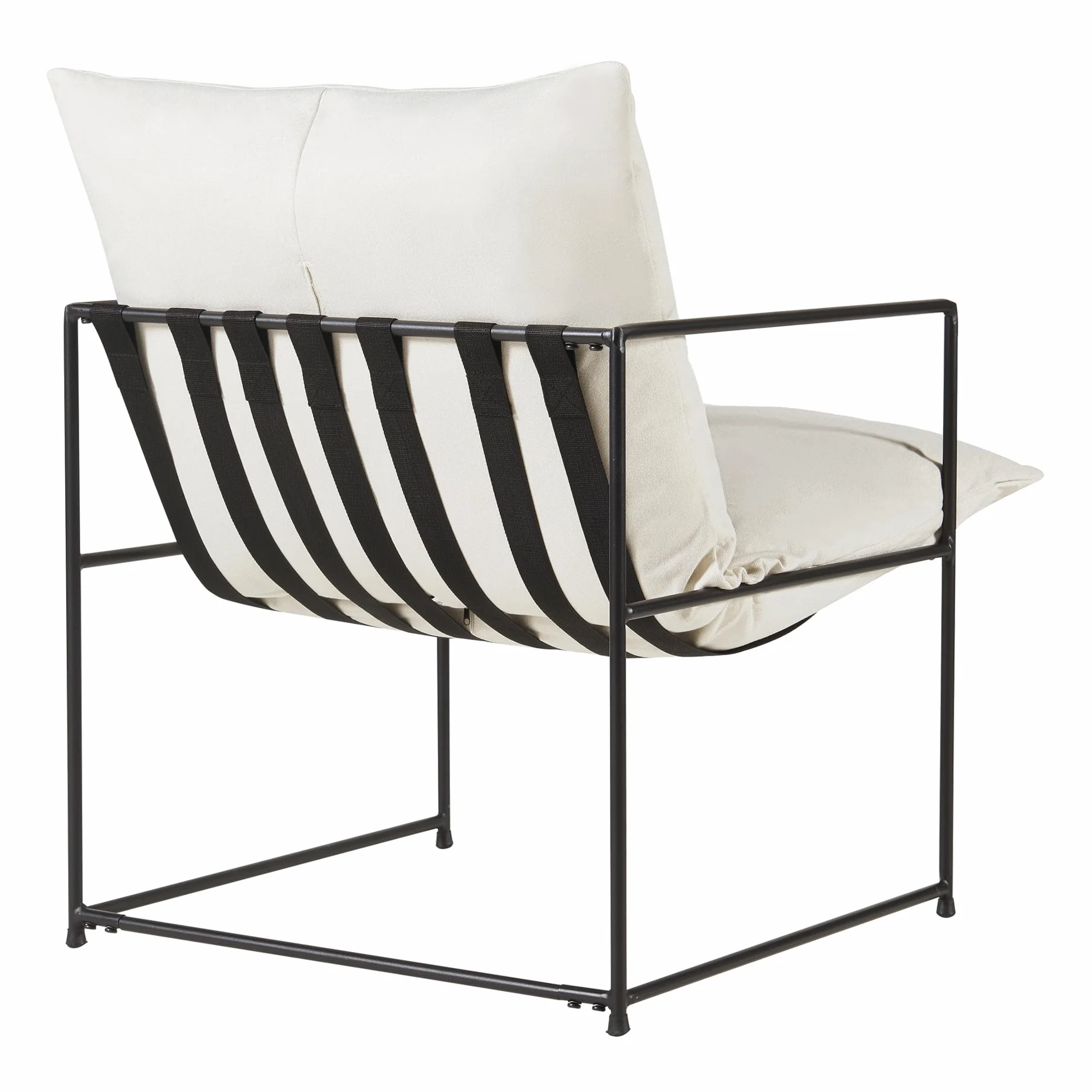 [en.casa] Sillón para Salón Utsjoki Silla Elegante con Reposabrazos Butaca con Cojin Acolchado y Lavable para Dormitorio Salón Oficina Metal/Textil 90x61x70cm - Negro/Beige