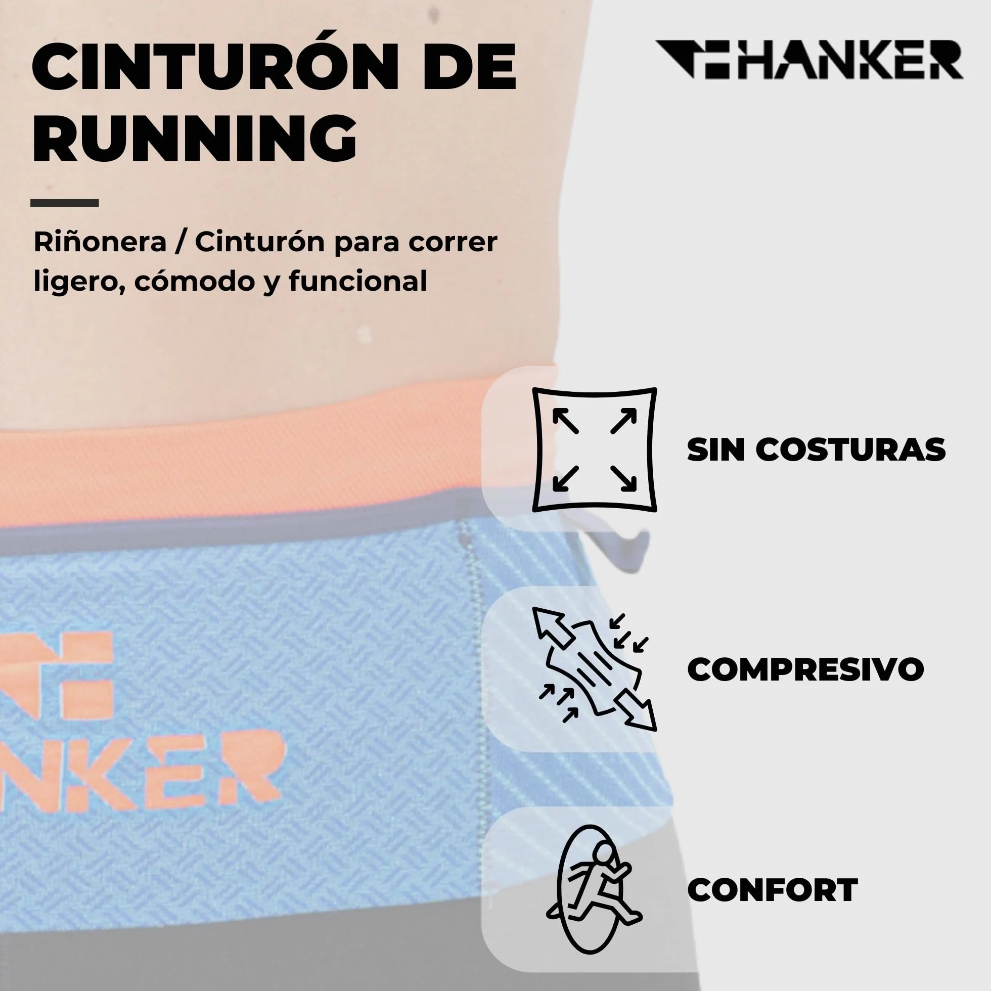 Riñonera Running Deportiva Unisex – Cinturón Porta Móvil, Geles, Llaves y Botella 500 ml