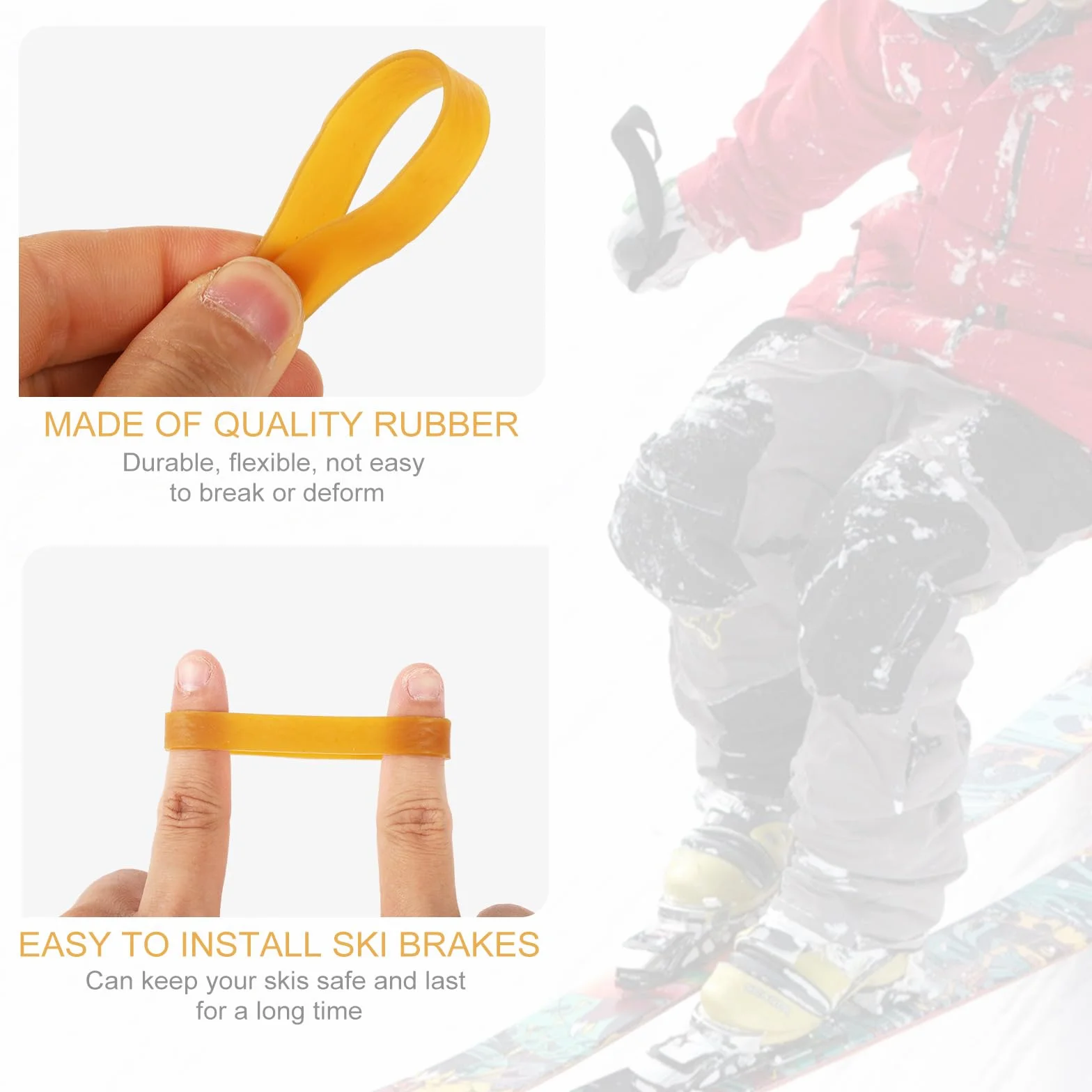 Retenedores de Freno de Esquí 32uds Banda de Goma para Snowboard Accesorios Deportes Invierno (Amarillo)